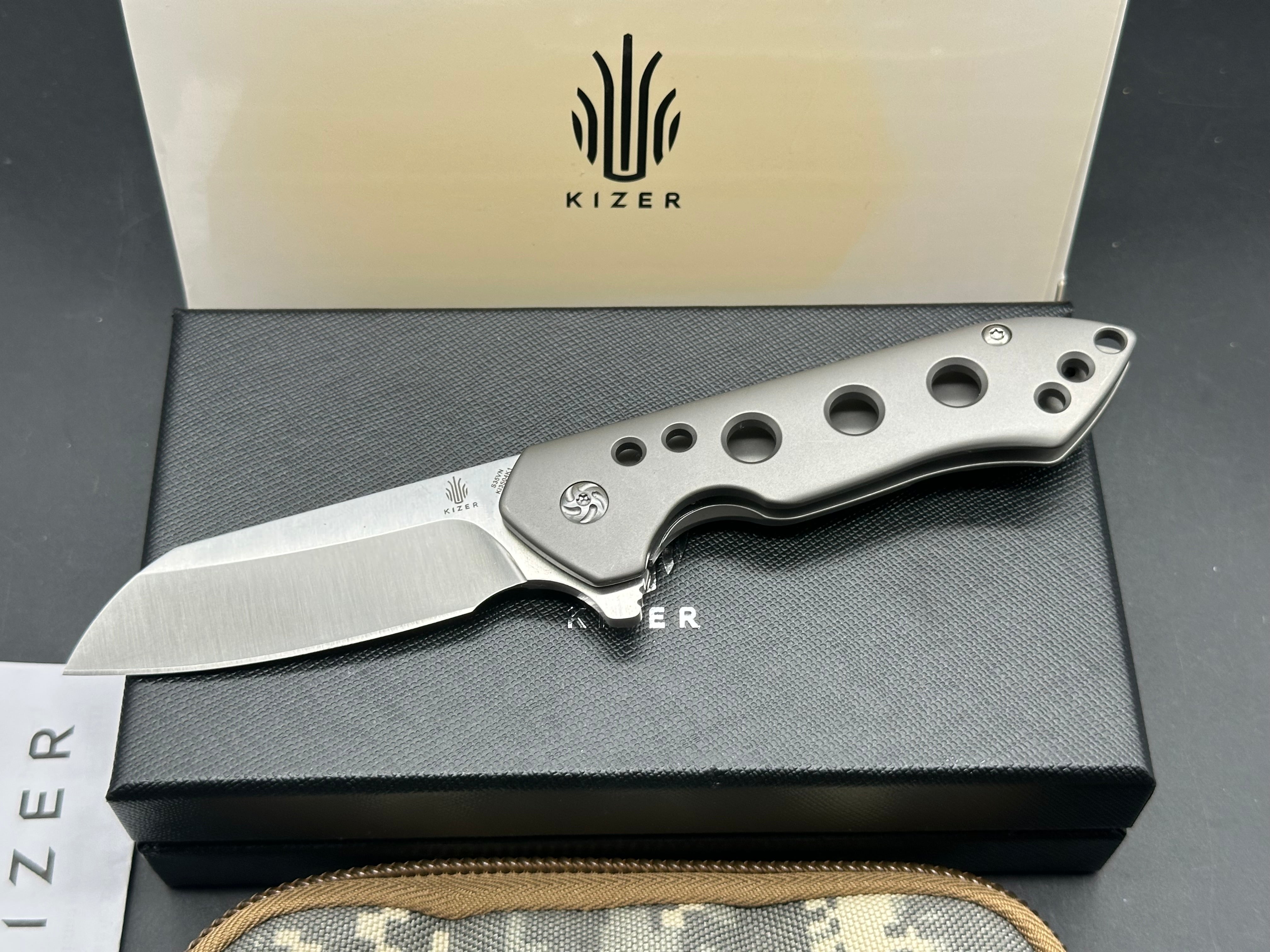 Kizer Guru Folding Pocket Knife - Ki 3504K1 with S35VN Steel Blade & Titanium Handle | Designed by Matt Degnan | EDC, Camping, Hiking & Outdoor Survival Tool