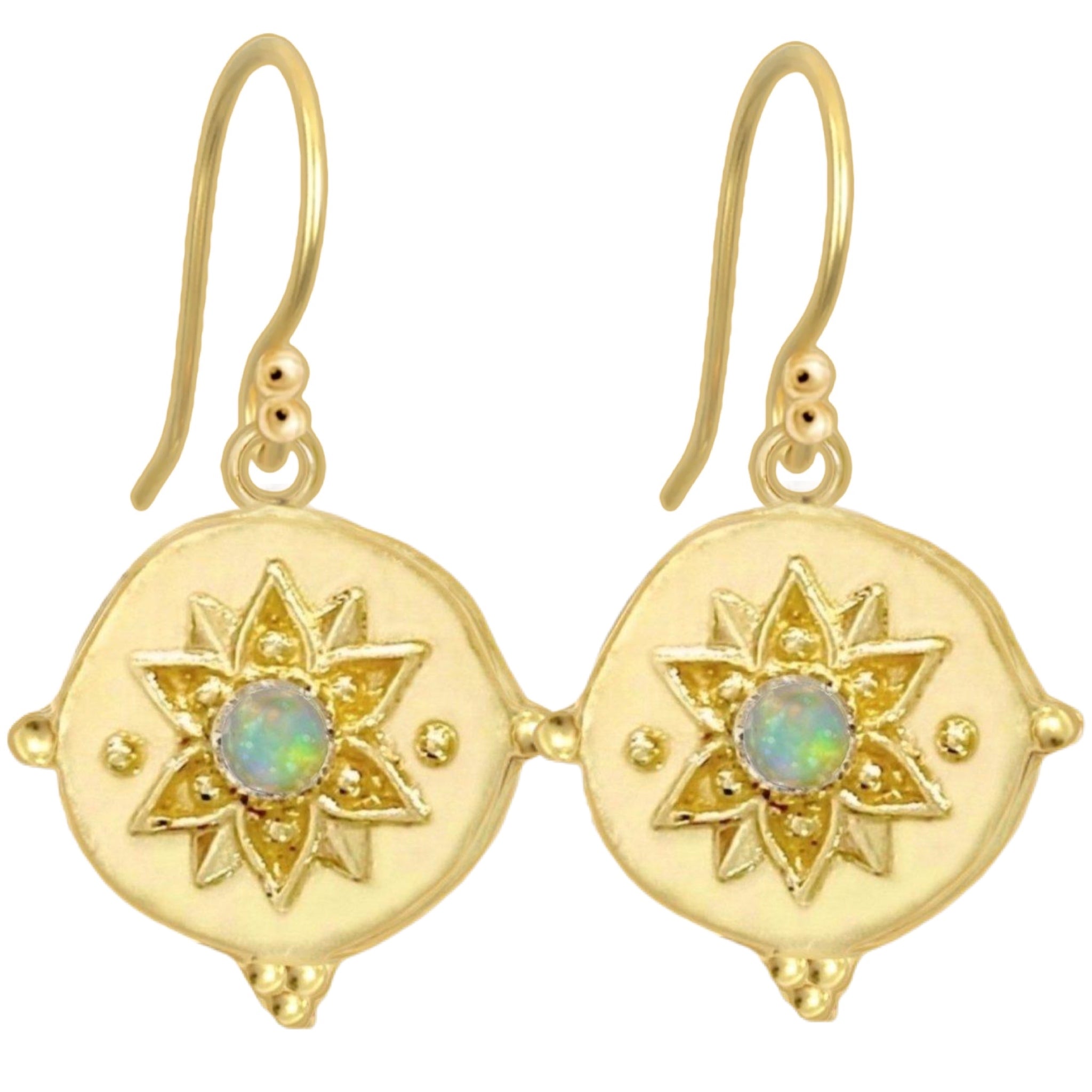Laihas Large Vera May Gold Opal Earrings - Elegant Dangle Earrings for Women, Perfect for Weddings, Parties & Special Occasions