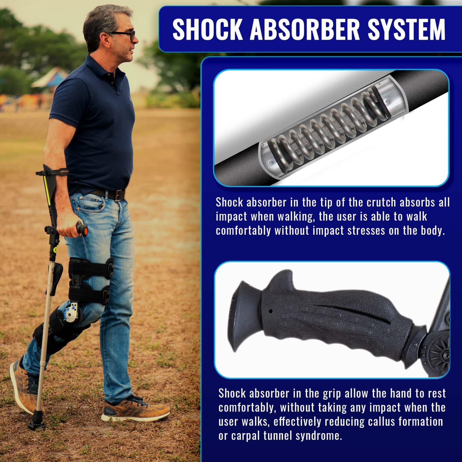 New Generation Ergobaum Perfect Cane - Ergonomic Crutch & Walking Cane for Extra Balance & Support (Single Unit) | Ideal for Seniors, Injury Recovery & Mobility Assistance