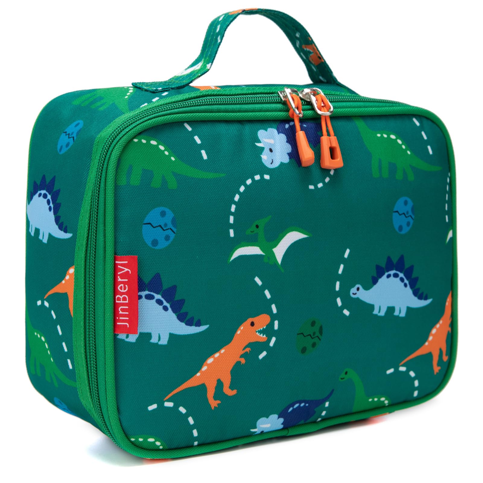 Dinosaur Insulated Lunch Box Bag for Kids - Leak Proof & Thermal Insulation, Perfect for Preschool, Kindergarten, School & Travel - Green Lunch Bag for Boys & Girls