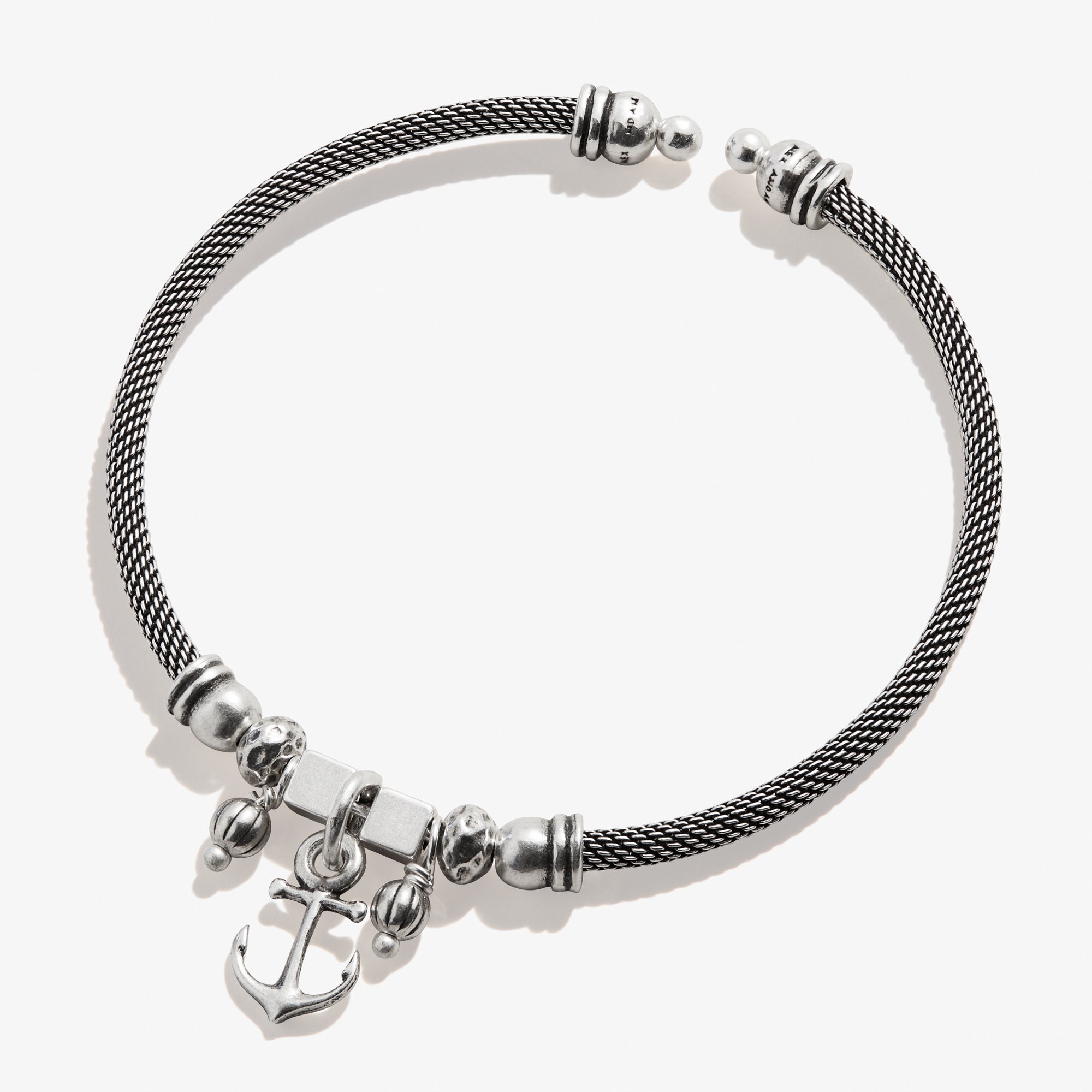 Hope Anchor Multi Charm Mesh Cuff Bracelet for Women - Adjustable Stylish Bangle for Everyday Wear, Layering & Gift Giving