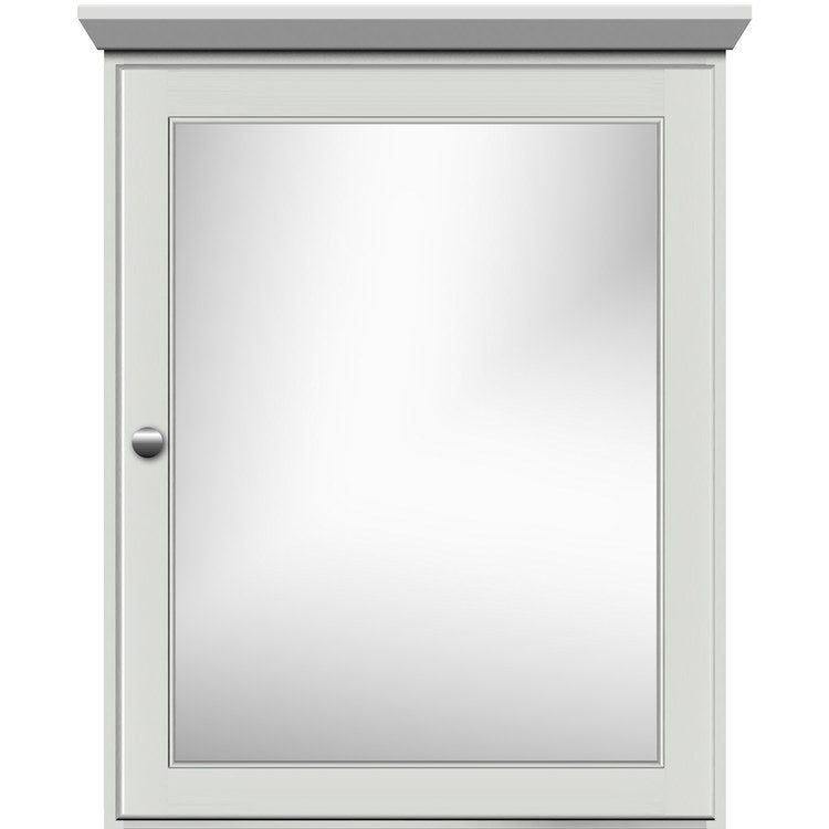 24W x 27H x 6.5D Single Door Surface Mount Medicine Cabinet with Mirror - Rounded Edge Design for Bathroom, Bedroom & Vanity Organization