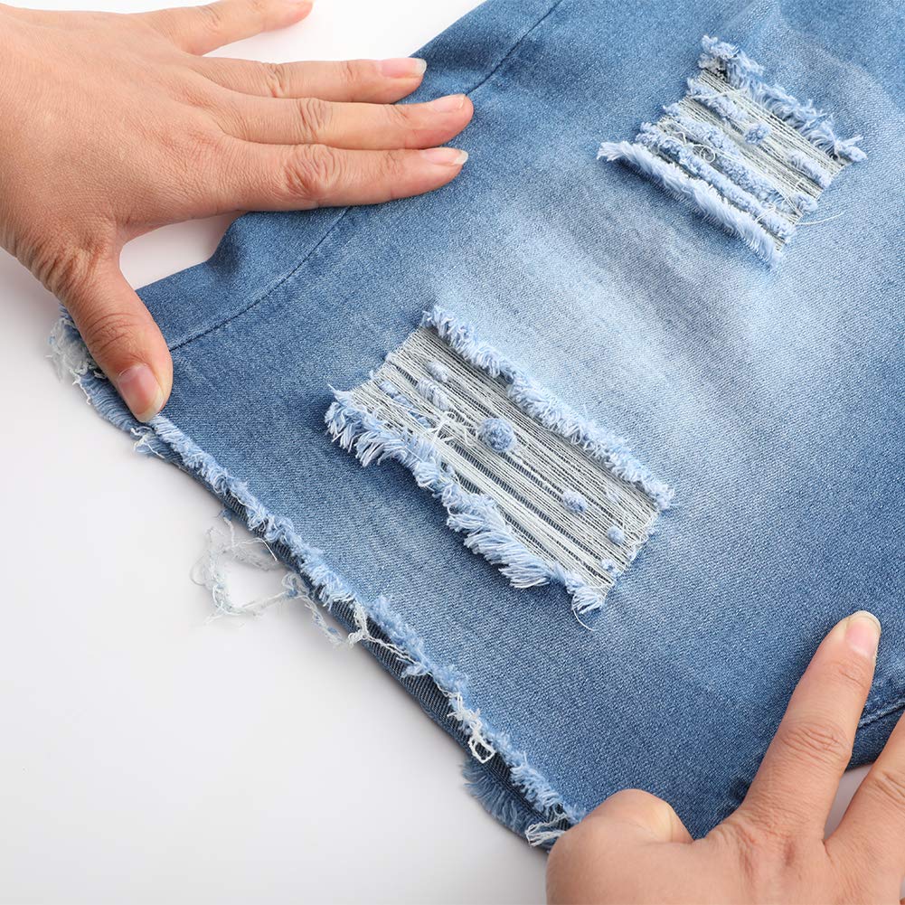 THUNDER STAR Women's Ripped Denim Shorts - Distressed Knee-Length Bermuda Jeans with Stretch | Casual Summer Outfits, Beach Wear & Street Style Fashion
