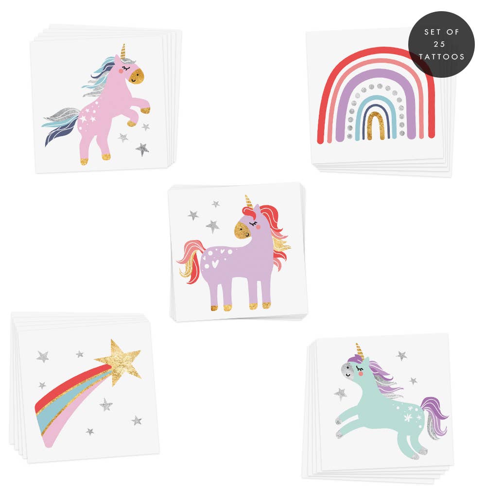 Magical Unicorn Temporary Tattoos for Kids - Waterproof Fake Tattoo Stickers for Parties, Halloween & Costume Events - Fun Body Art for Girls & Boys