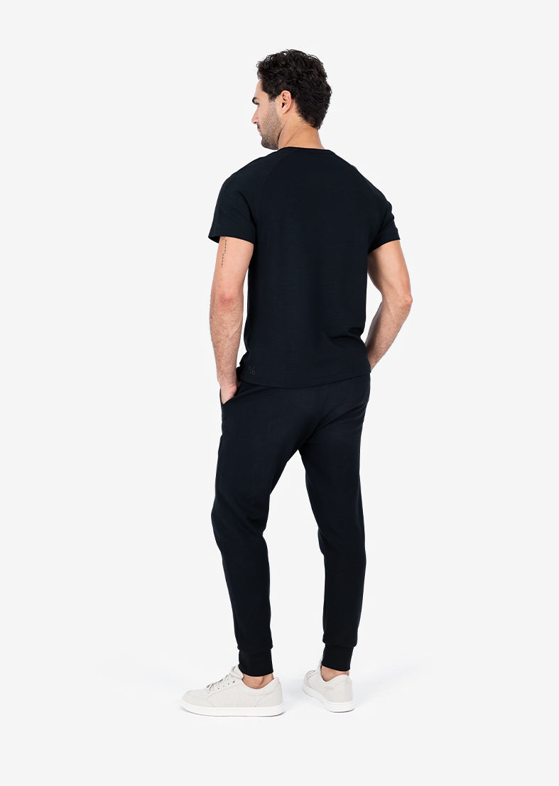 Premium Men's Comfortable All-Around Lounge T-Shirt - Soft & Breathable Black Cotton Tee for Relaxing at Home, Lounging & Casual Wear