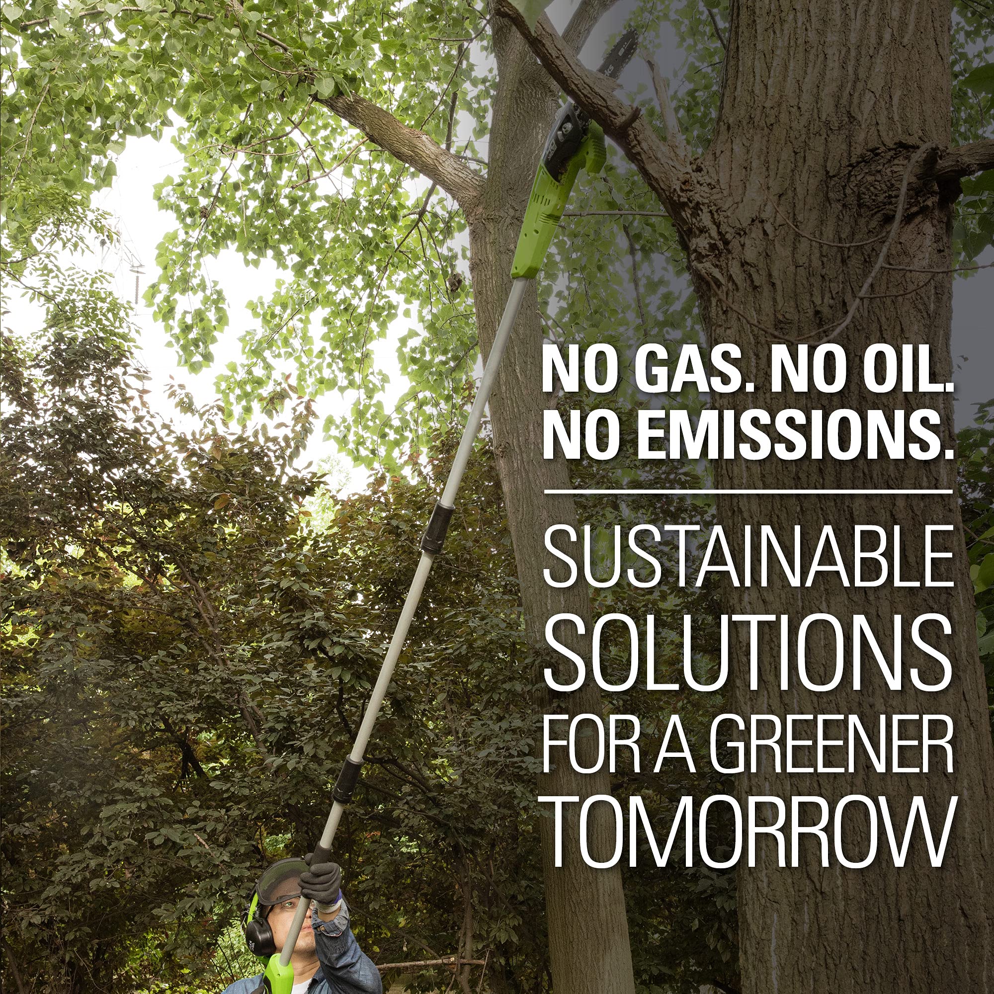 Greenworks 40V 8-Inch Cordless Polesaw with 2.0Ah Battery & Charger Included - Lightweight Tree Trimming Tool for Home Garden & Yard Maintenance (Model PS40B210)