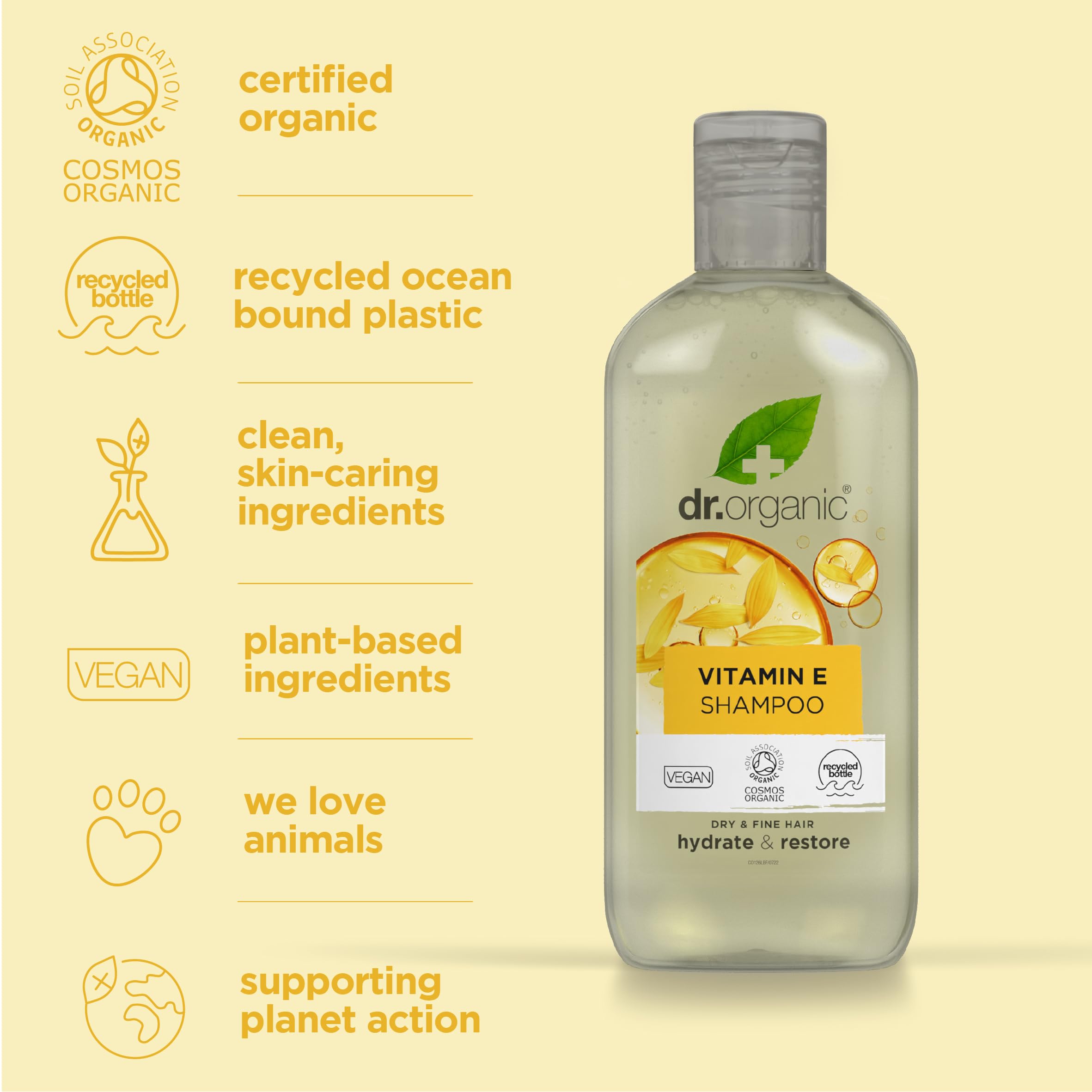 Organic Doctor Vitamin E Shampoo for Hair Growth & Repair - 9 fl oz Natural & Nourishing - Perfect for Dry, Damaged Hair & Scalp Care