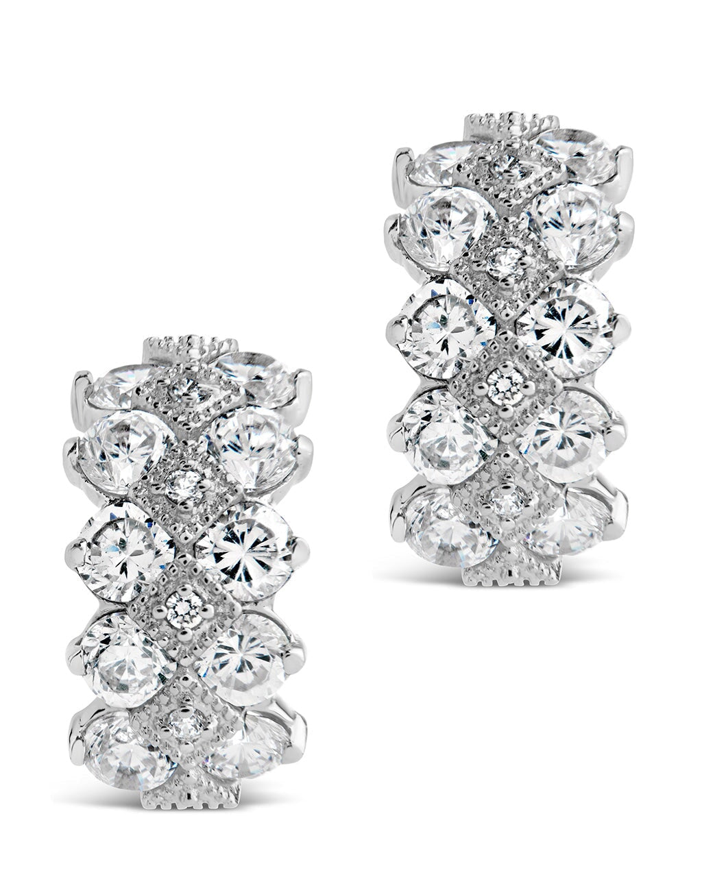 Lena CZ Hoop Earrings for Women - 925 Sterling Silver Cubic Zirconia Hanging Earrings - Perfect for Parties, Weddings & Everyday Wear