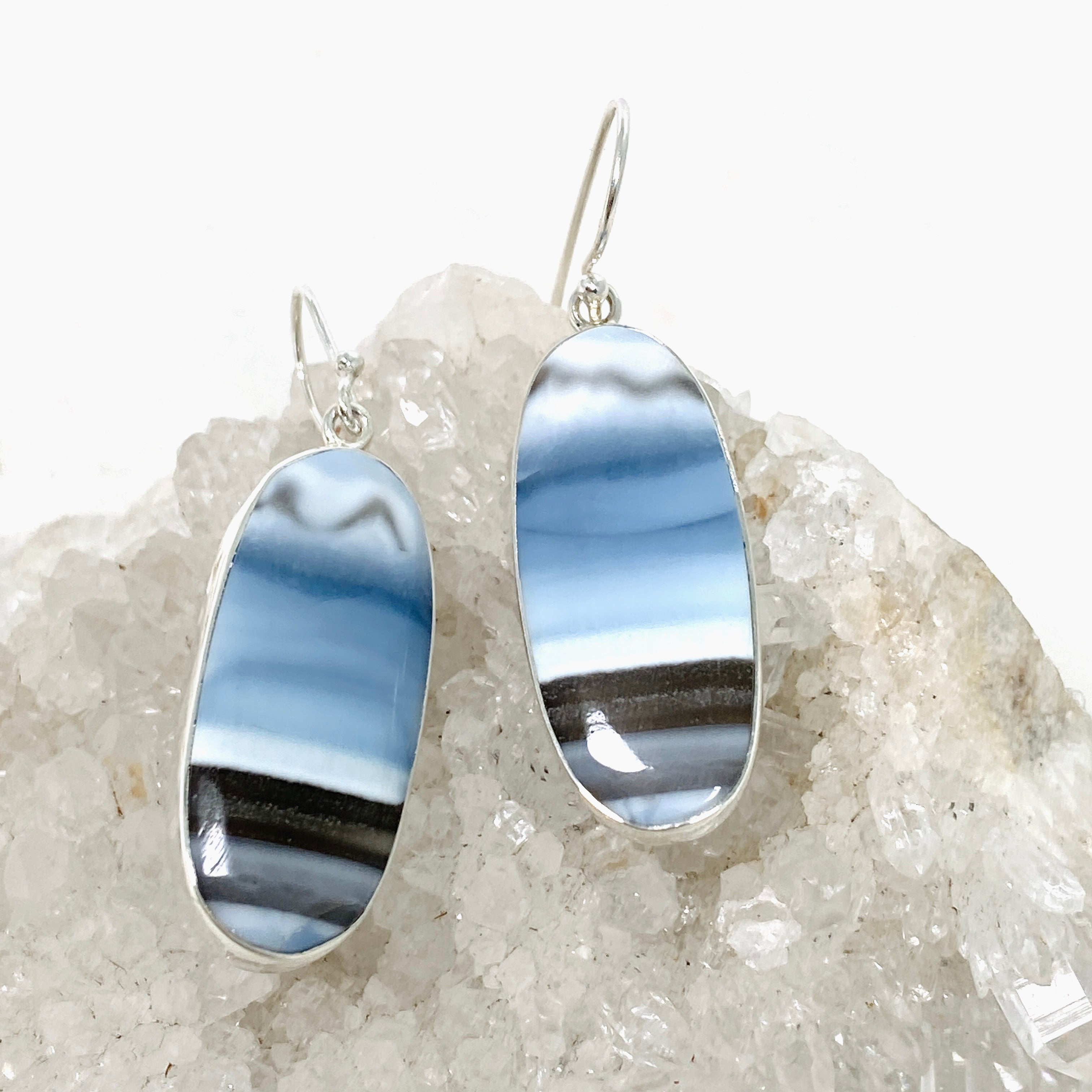 Blue Owhyee Opal Oval Cabochon Earrings - Natural Gemstone Jewelry for Women | Perfect for Weddings, Parties & Special Occasions