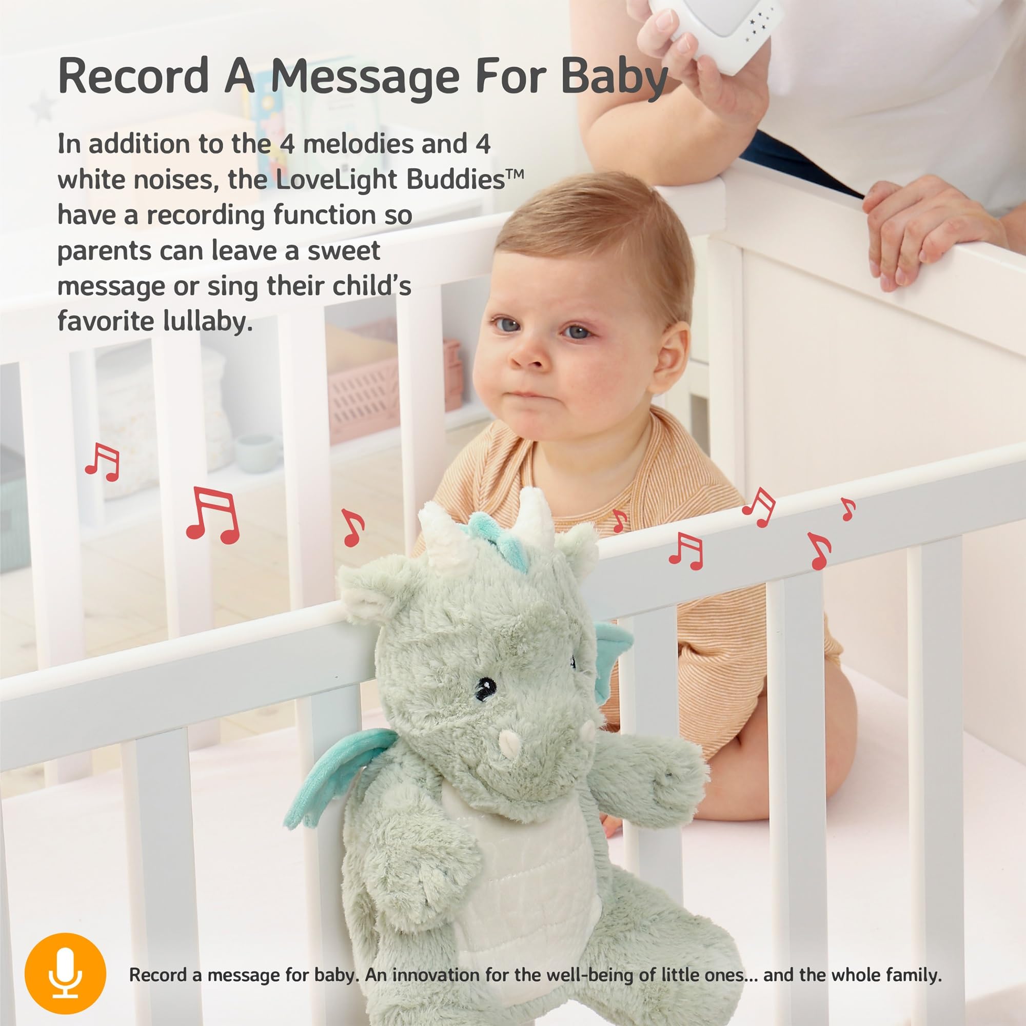 Cloud b Sound Machine with White Noise Soothing Sounds | Cuddly Stuffed Animal & Nightlight | Record Parent Voice | Adjustable Settings & Auto-Off | LoveLight™ Buddies - Drake The Dragon™ | Perfect for Baby Nursery, Travel & Bedtime Comfort