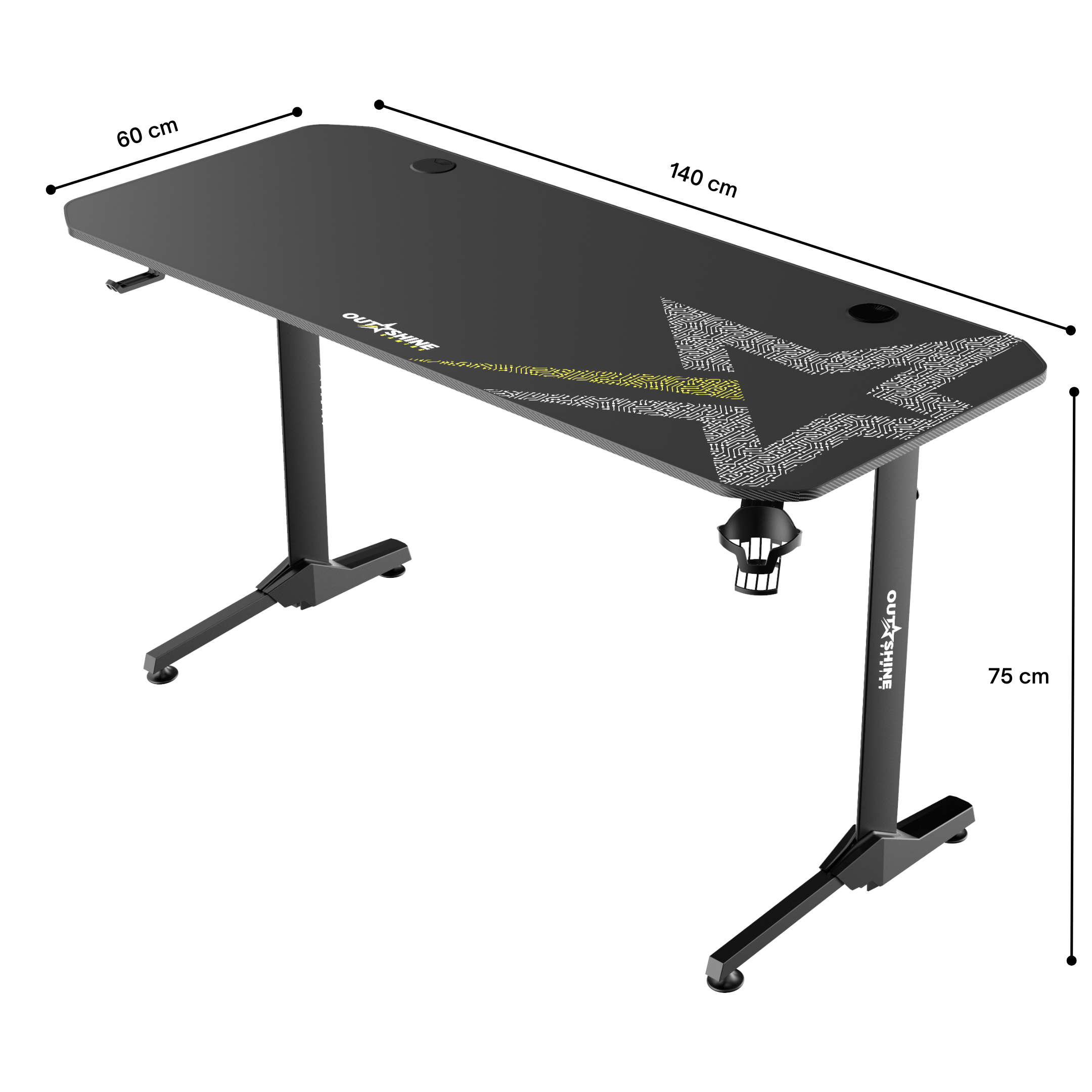 Fortitude 140cm Wide Gaming Desk - Ergonomic Computer Desk for PC & Console Gamers - Perfect for Home Office, Streaming & Esports Setup