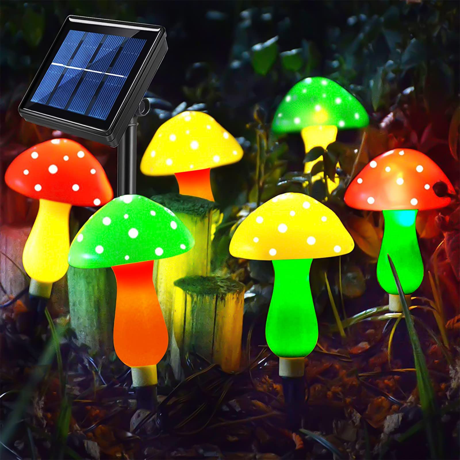 Solar Powered Outdoor Mushroom Lights - 8 Color Changing LED Garden Stake Lights, Waterproof Solar Decor for Yard, Pathway, Patio & Christmas Decorations | Perfect for Garden, Lawn, Landscape & Holiday Lighting
