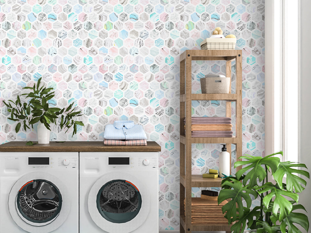 Vibrant Honeycomb Peel and Stick Wallpaper CC082 - Self-Adhesive Removable Wallpaper for Bedroom, Living Room, and Home Decor