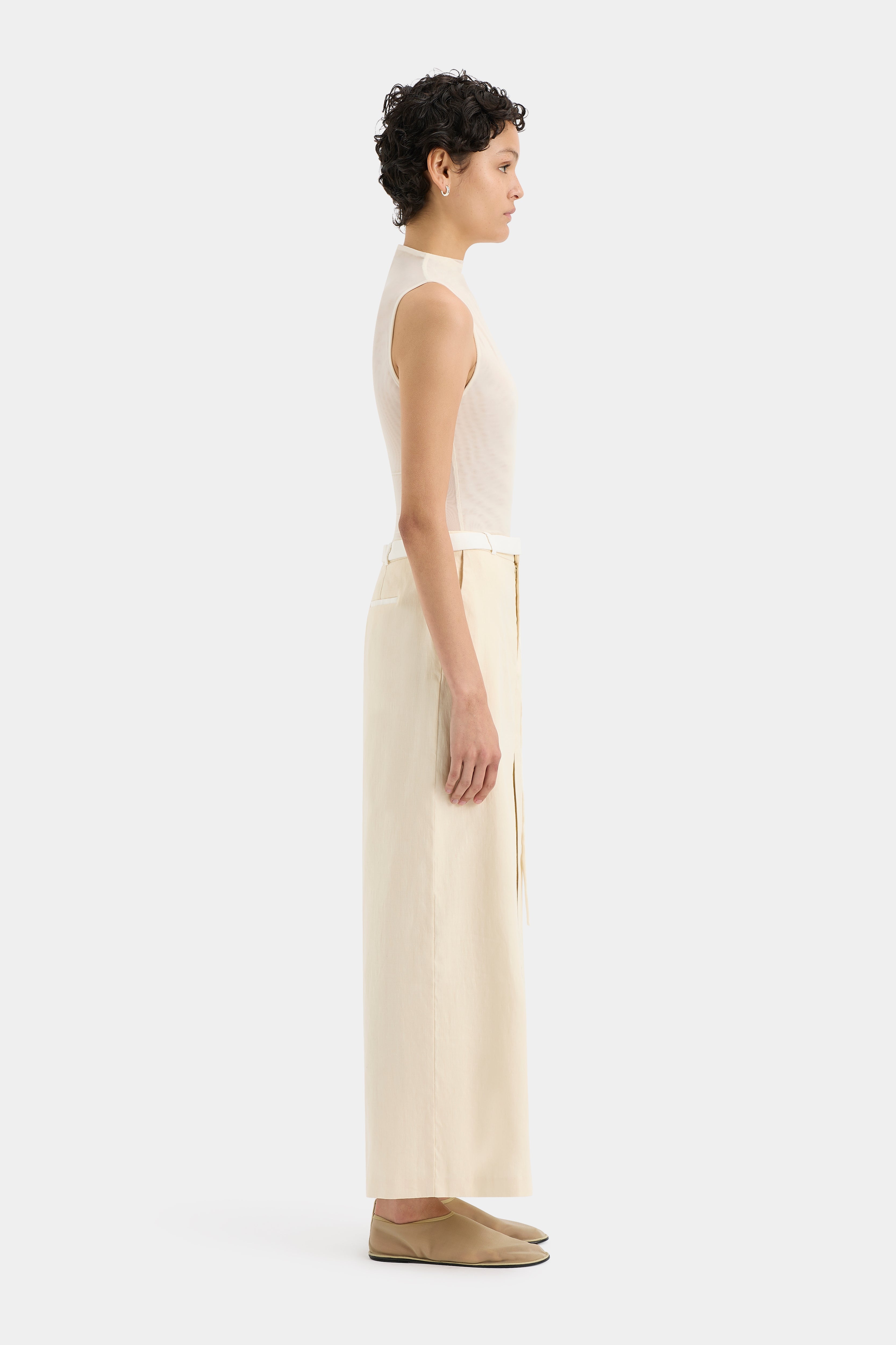 Dune Midi Skirt in Cream - Women's High Waisted A-Line Skirt for Casual Wear, Office & Date Night