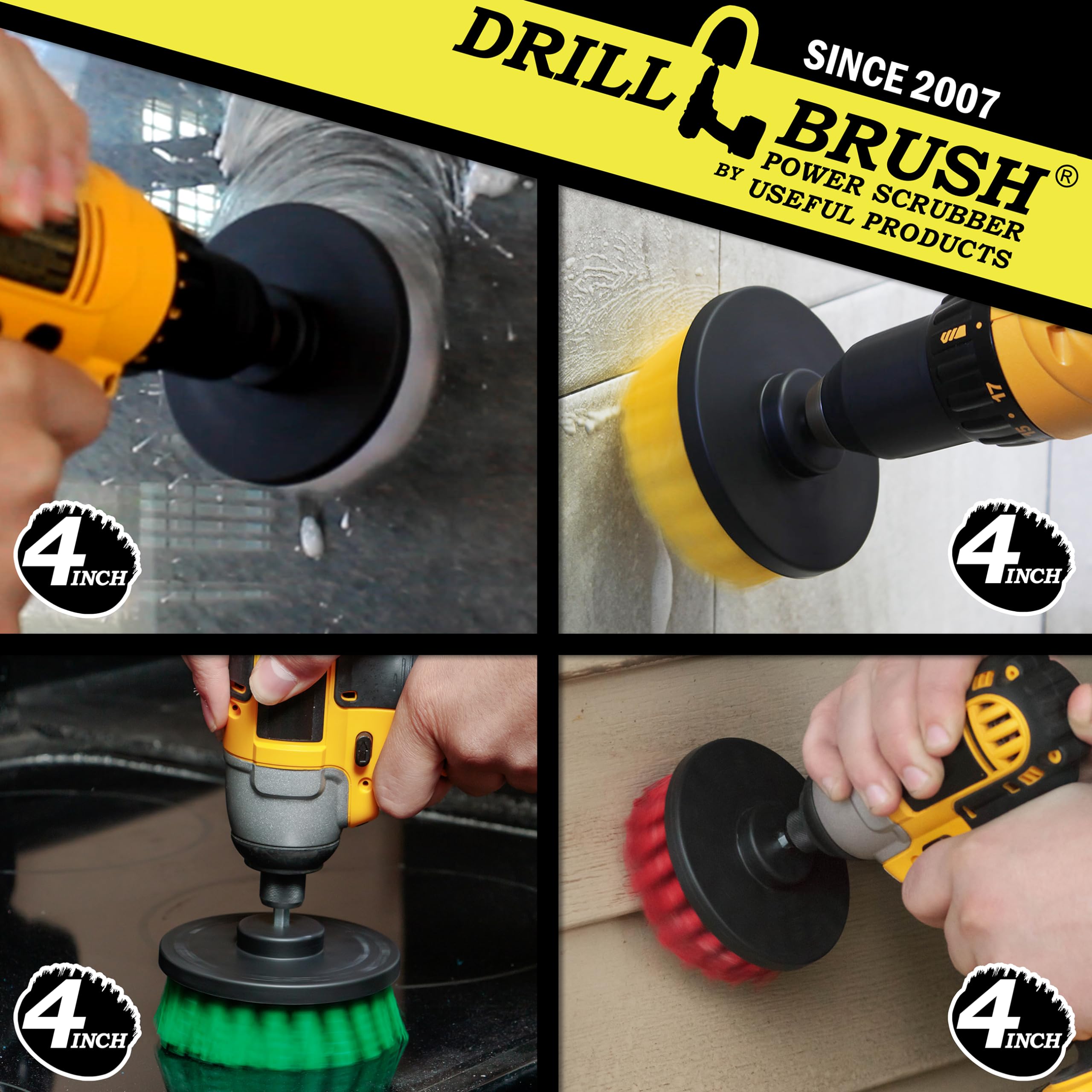 Drill Brush Cleaning Kit - Power Scrubber Set for Shower, Tile, Bathtub, Kitchen & Oven - Heavy Duty Drill Brush Attachments for Deep Cleaning - Perfect for Bathroom, Kitchen & Outdoor Bird Bath Maintenance