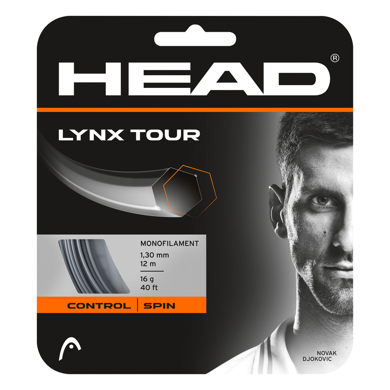 Head Lynx Tour 16/1.30 Tennis String (Grey) - Premium Polyester Tennis Racket Strings for Durability & Spin - Perfect for Competitive Players & Tournament Play