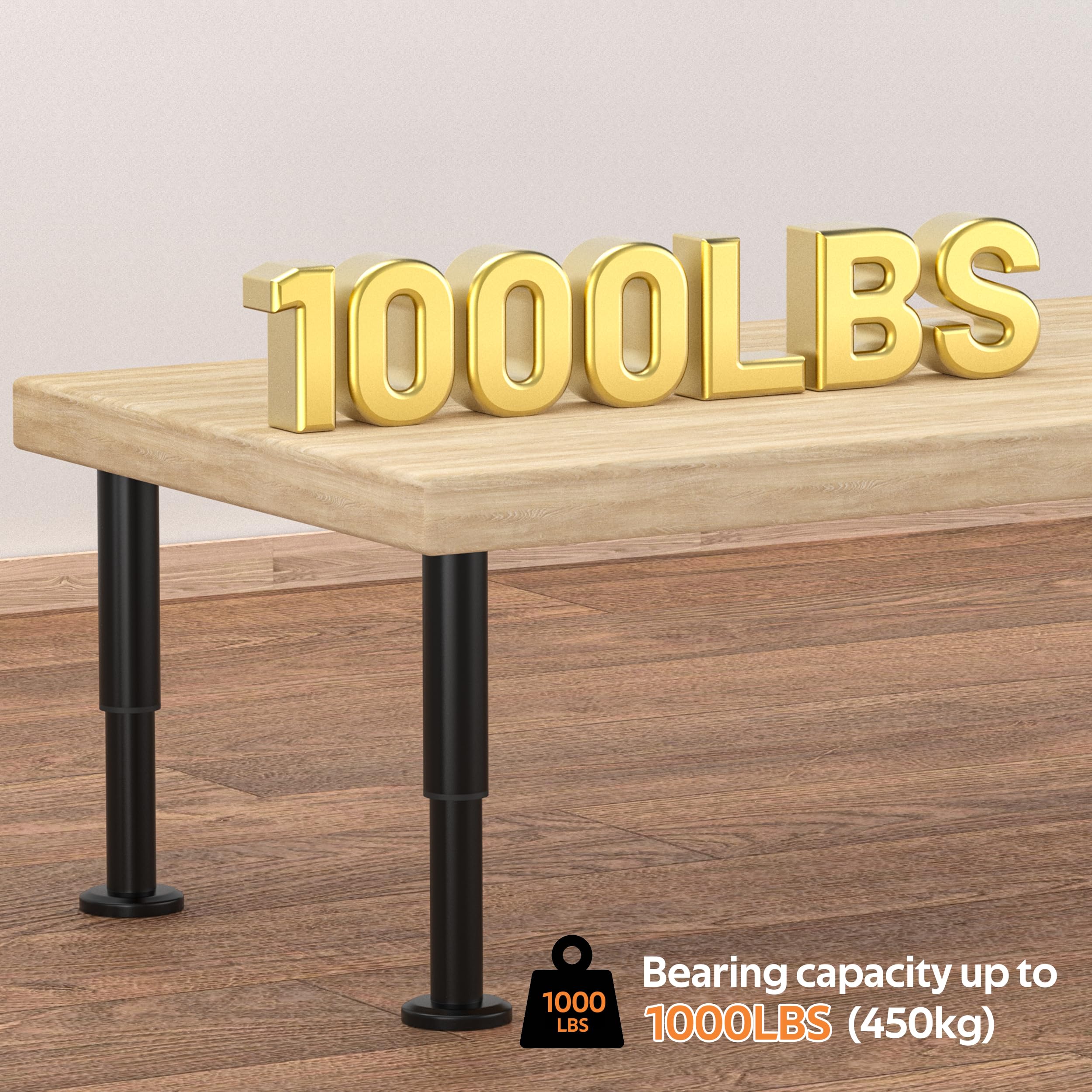 4 Pcs Adjustable Bed Center Support Legs 10-17 Inch - Heavy Duty Metal Furniture Legs for Bed Frame, Cabinet, Sofa, Dresser, Couch & Table - Perfect for Bed Slat Support & Furniture Stability