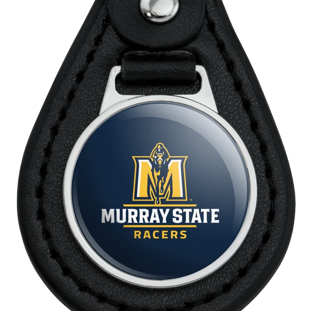 Murray State University Logo Keychain - Genuine Black Leather Key Ring for Alumni, Students & Fans - Perfect for Gifts, Backpacks & Key Organization