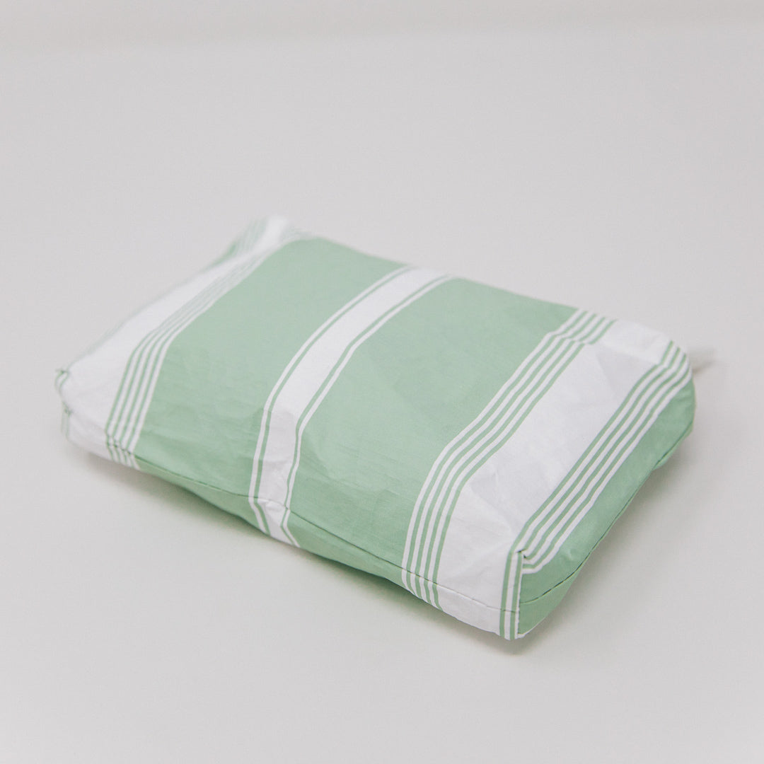 Aloha Mini Linen Stripe Pouch - Small Travel Cosmetic Bag for Women, Cute Striped Makeup Organizer - Perfect for Beach Vacation, Gym Essentials & Daily Use