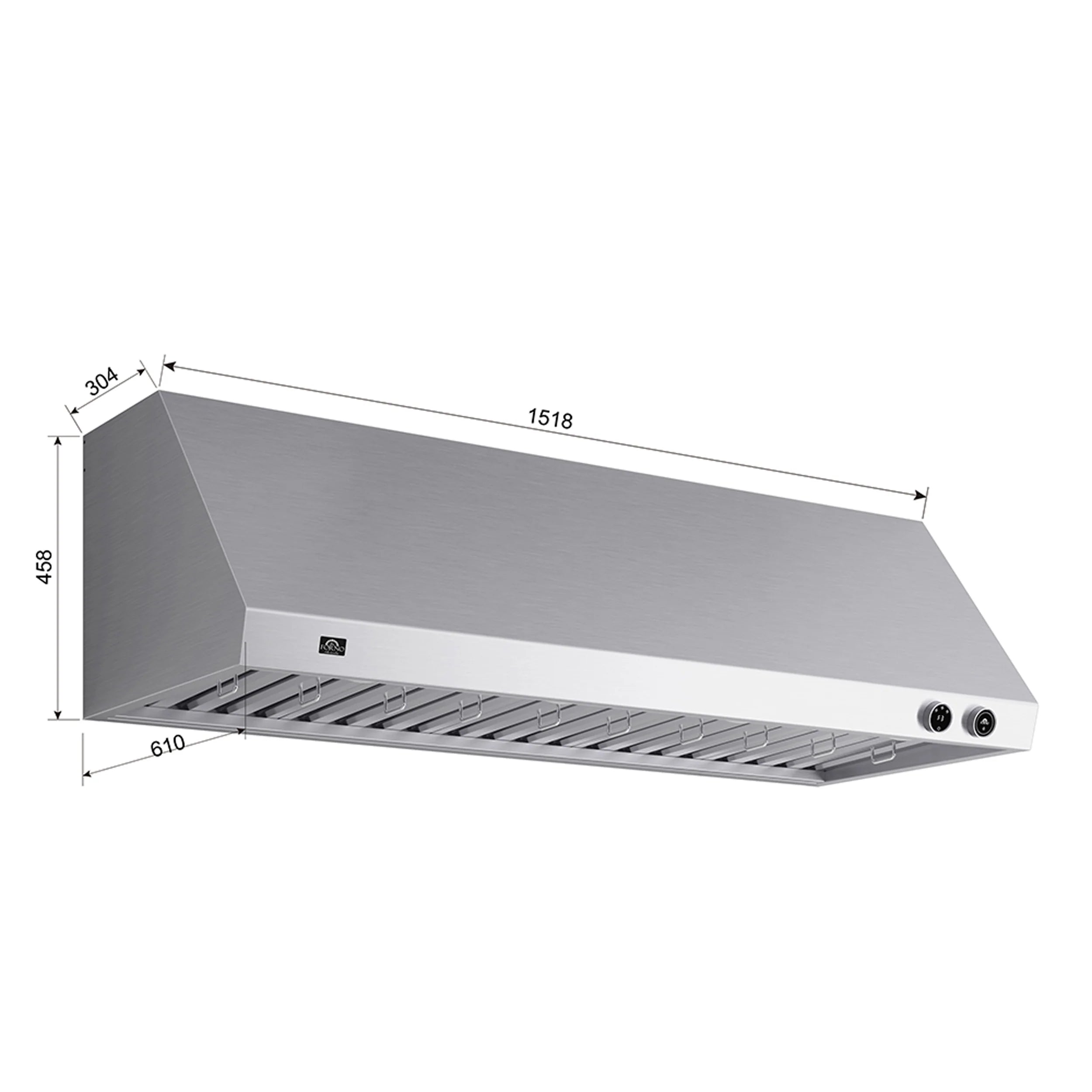 **Forno 60-Inch 1200 CFM Stainless Steel Wall Mount Range Hood - FRHWM5009 - Powerful Kitchen Ventilation for Smoke & Odor Removal - Ideal for Home & Restaurant Use**