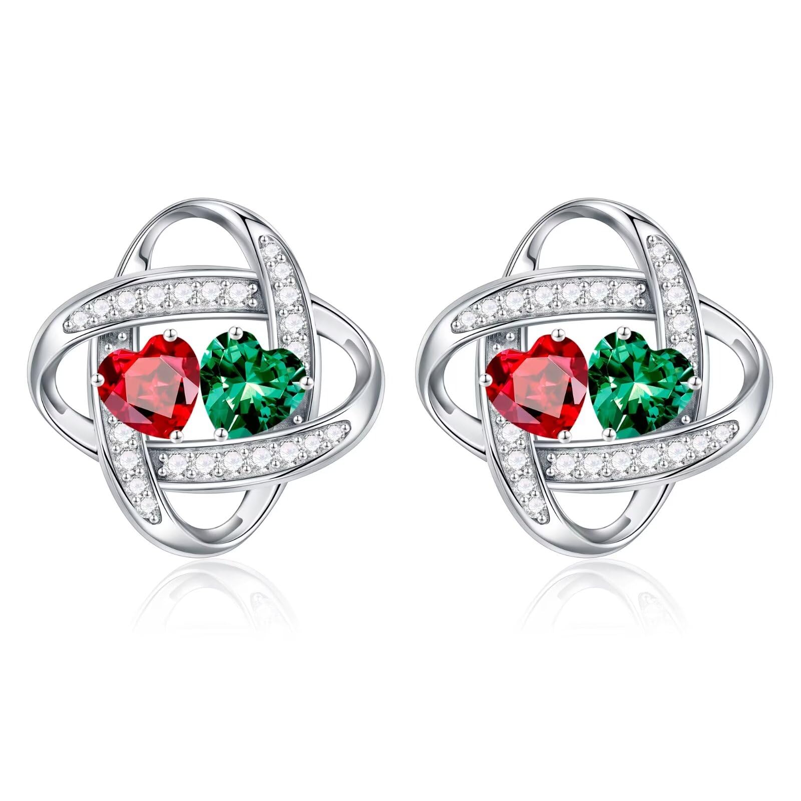 925 Sterling Silver Double Birthstone Stud Earrings for Women - Elegant Anniversary & Birthday Jewelry Gifts for Wife, Girlfriend, Mom, Daughter | Perfect for Weddings, Parties & Special Occasions