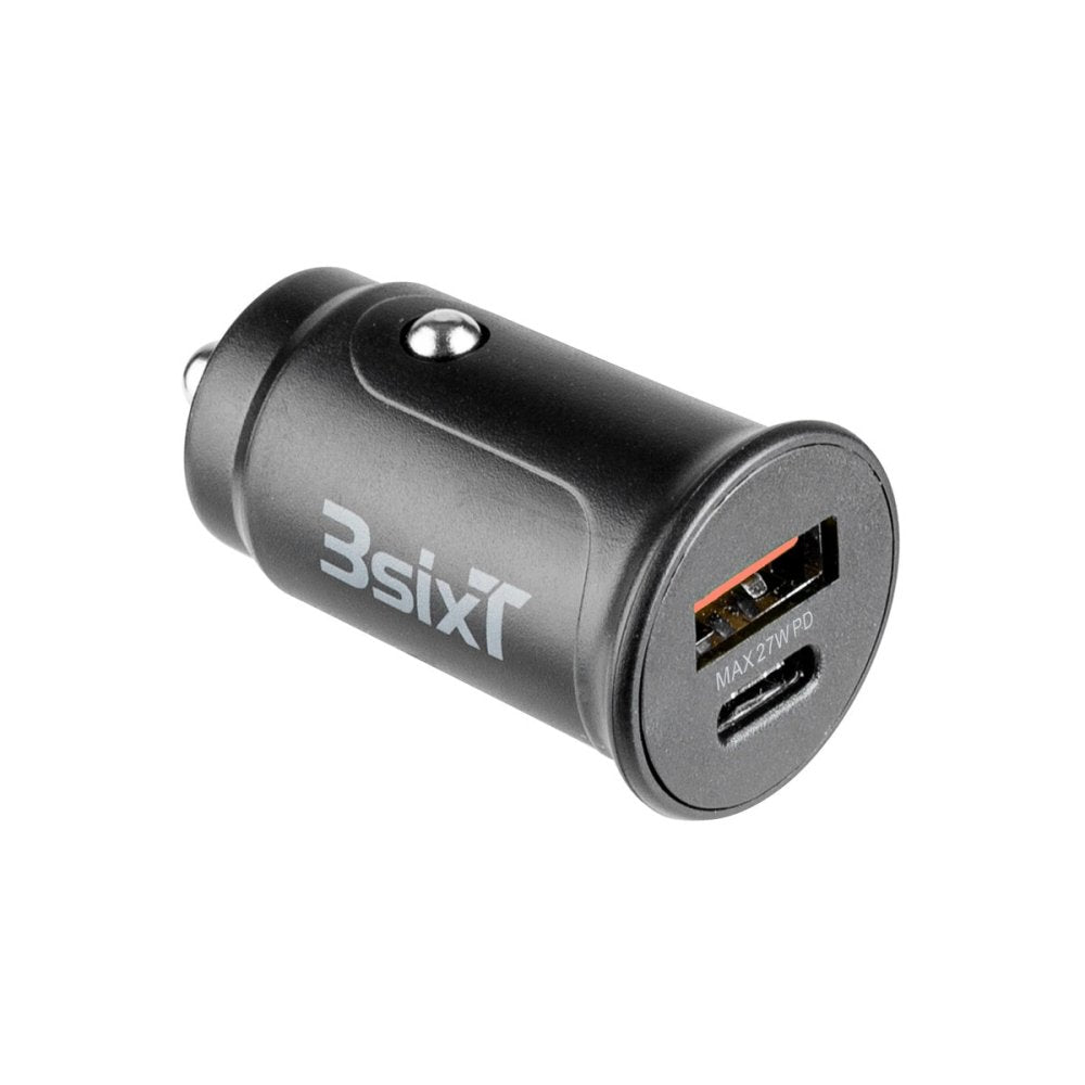 3sixT 27W Dual USB Car Charger - Fast QC3.0 USB C & USB A Ports for iPhone, Samsung, Android Phones - Perfect for Road Trips & Commuting