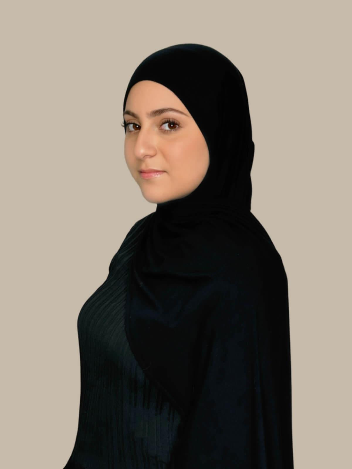 Stylish Pre-Sewn Jersey Hijab for Women - Black | Comfortable & Modest Headscarf for Daily Wear, Work, and Prayer