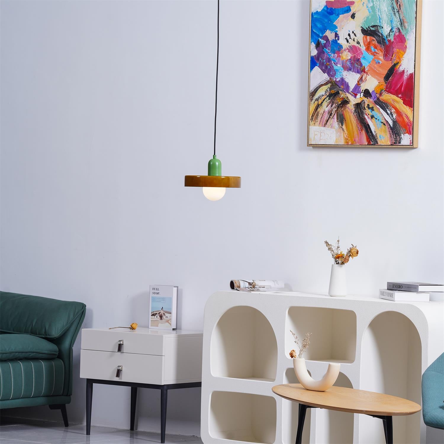 Modern Disc Orb Pendant Light Fixture - Sleek Minimalist Ceiling Lighting for Dining Room, Kitchen, Bedroom & Living Room Decor