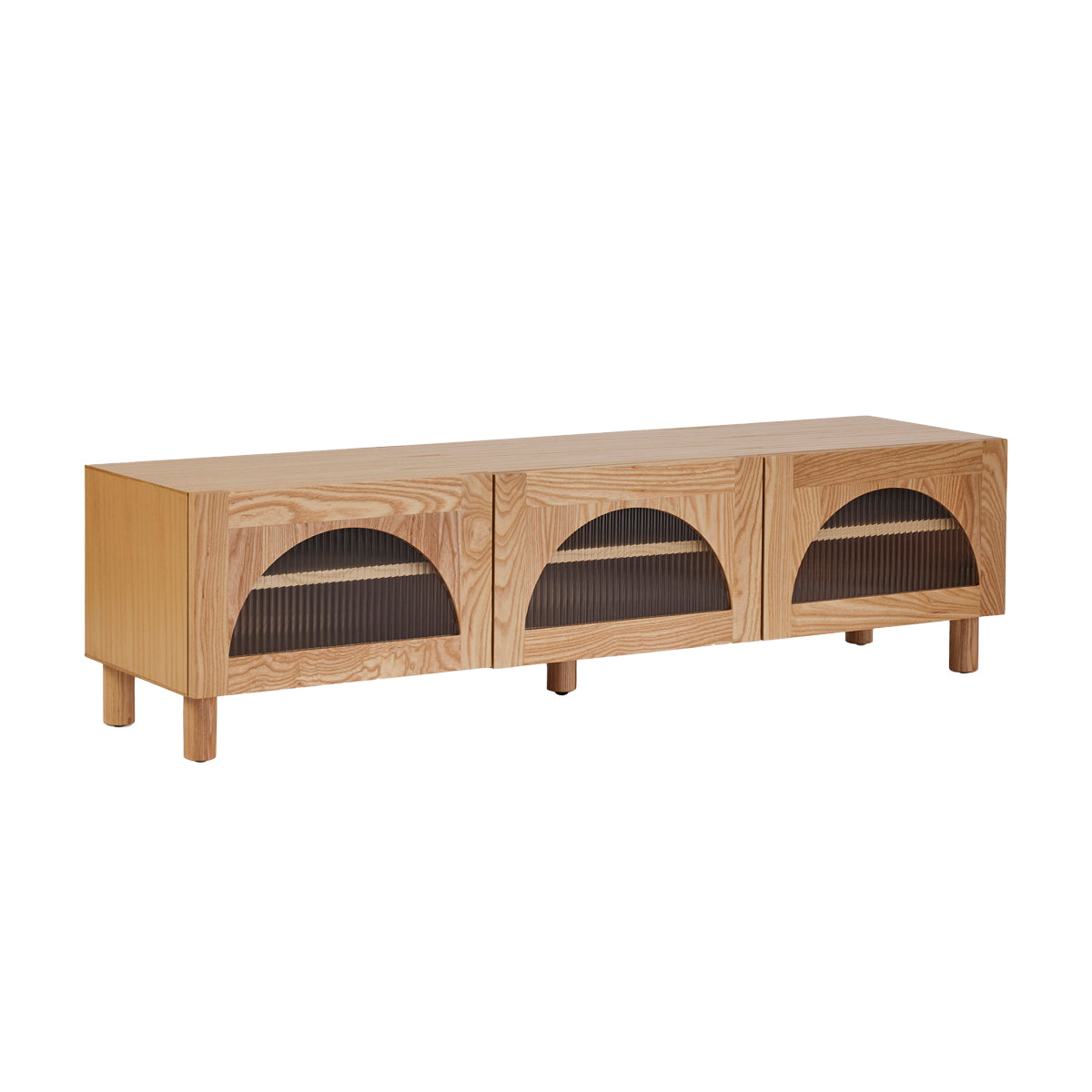 Modern 3-Door TV Stand with Storage - Dawn Mist Entertainment Center for Living Room, Bedroom & Home Theater