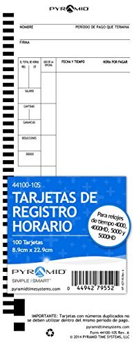 1000 Genuine Pyramid Time Cards for 4000, 4000HD, 5000HD & 5000 Time Clocks - Spanish Version (1000pk) | Perfect for Employee Time Tracking & Payroll Management in Offices & Businesses