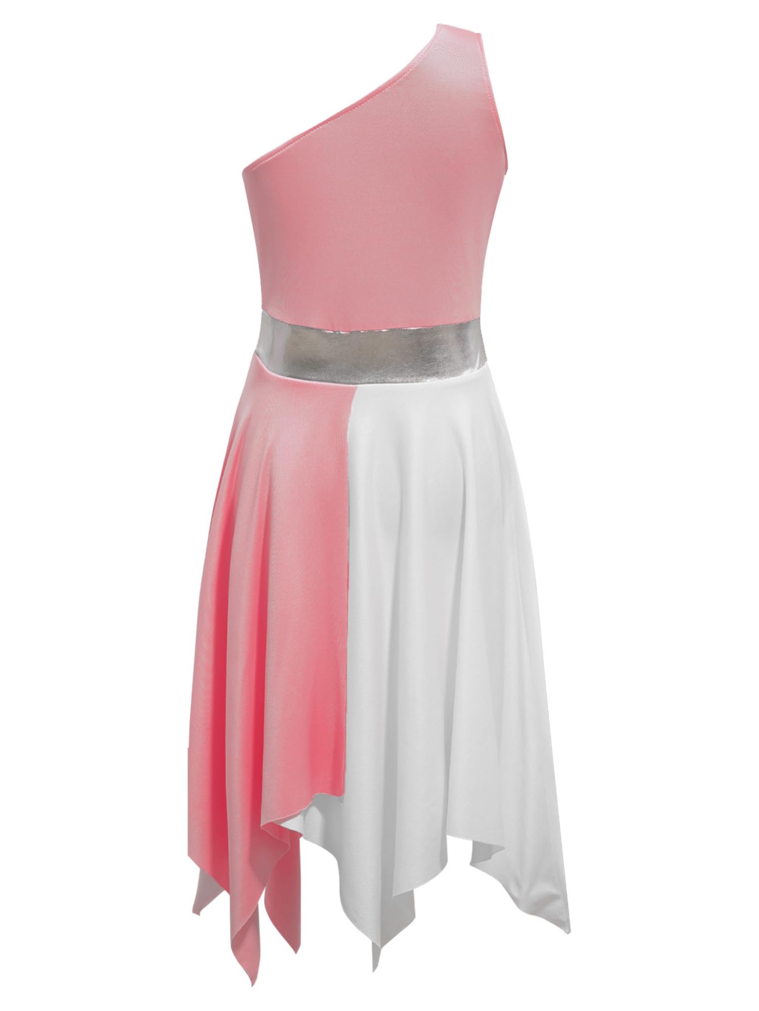 Girls' Asymmetrical Praise Dance Tunic - Color Block Liturgical Lyrical Dress for Church Performances & Worship Events