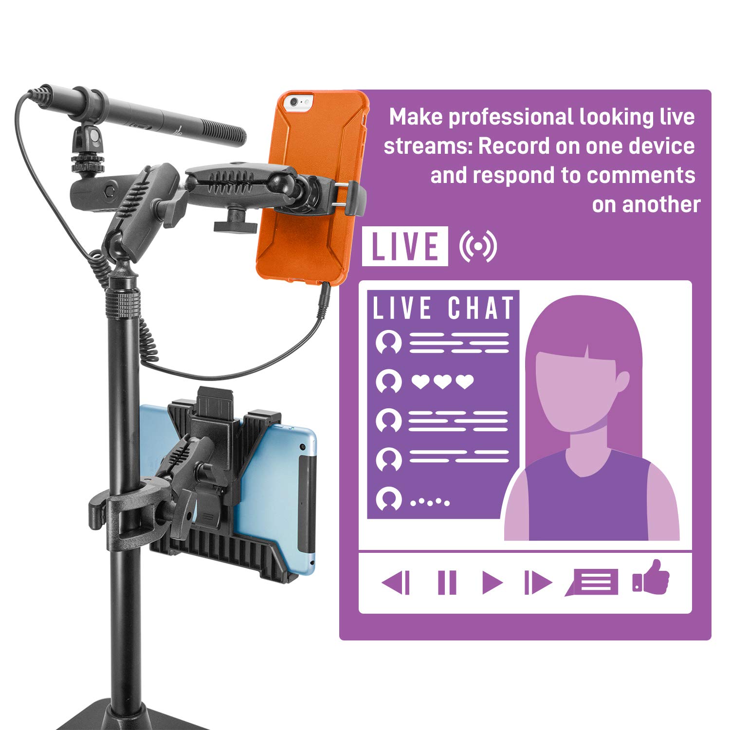 iBOLT Stream-Cast Creator Custom Mount Kit - 60+ Variations for iPhone 11 Pro & Samsung Galaxy S10/Note 20 - Perfect for Live Streaming, Tutorial Videos, Photography - Ideal for Crafters, Bakers & Artists - Home Studio & Content Creation Setup