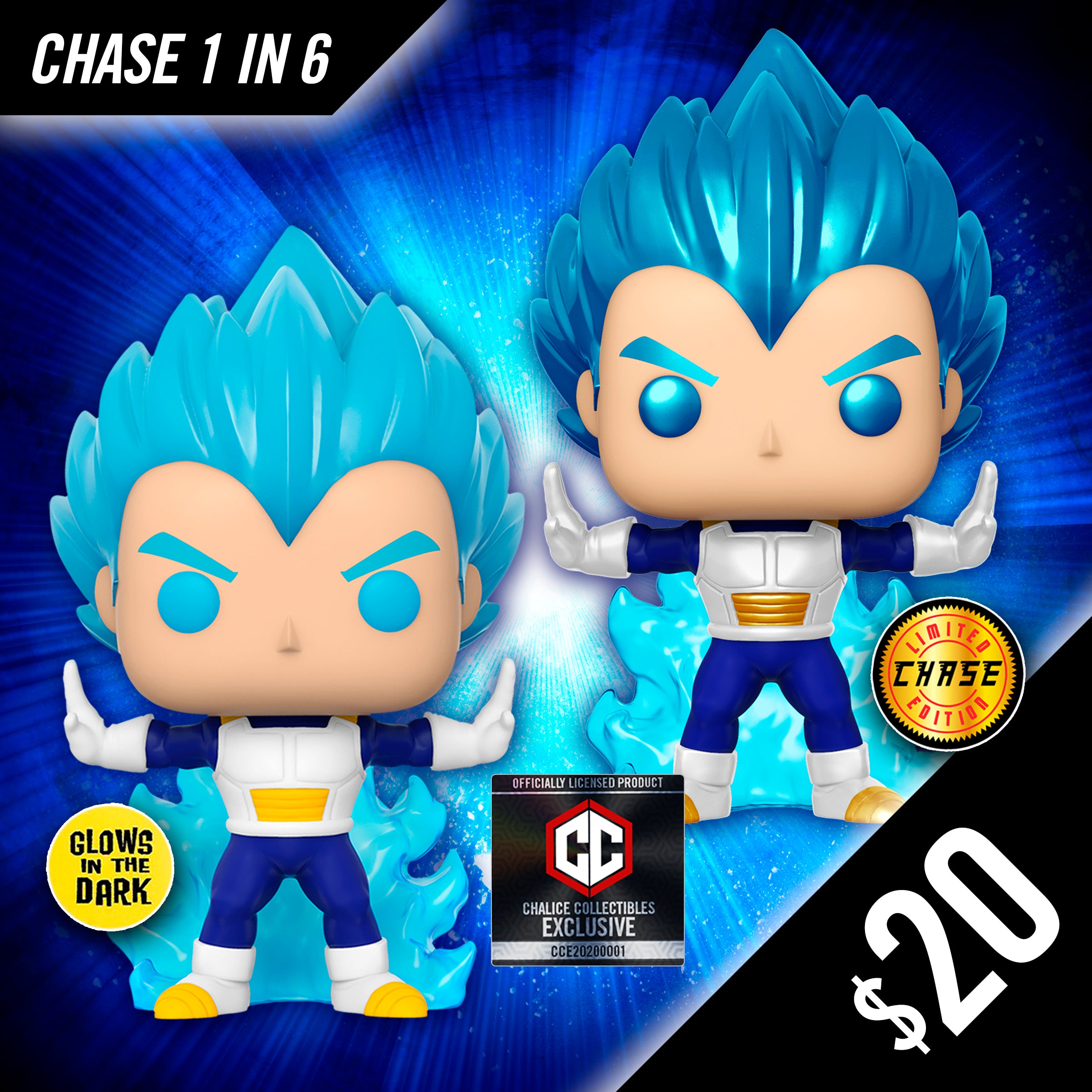 Funko Pop! Chalice Collectibles Exclusive: Dragon Ball Super Vegeta (Powering Up) #713 - Anime Collectible Figure for Fans & Gift Idea