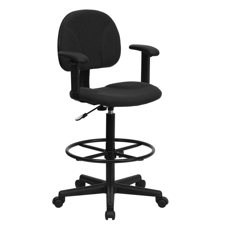 FLASH Patterned Fabric Drafting Chair BT 659 - Adjustable Height Office Chair for Artists, Architects & Designers - Ergonomic Stool for Drafting Table, Studio & Workspace