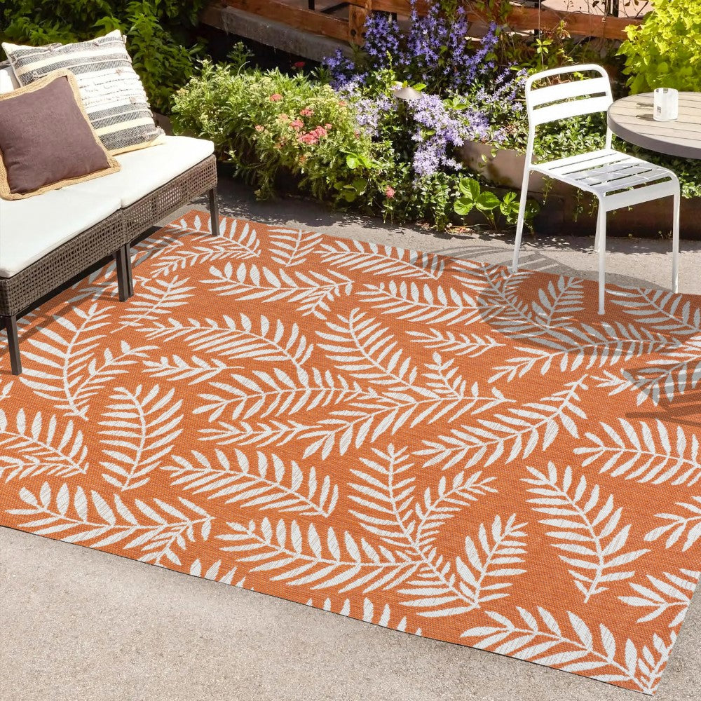 Nevis Palm Frond Indoor Outdoor Area Rug - Natural Fiber Floor Mat for Living Room, Bedroom, Patio & Beach House Decor