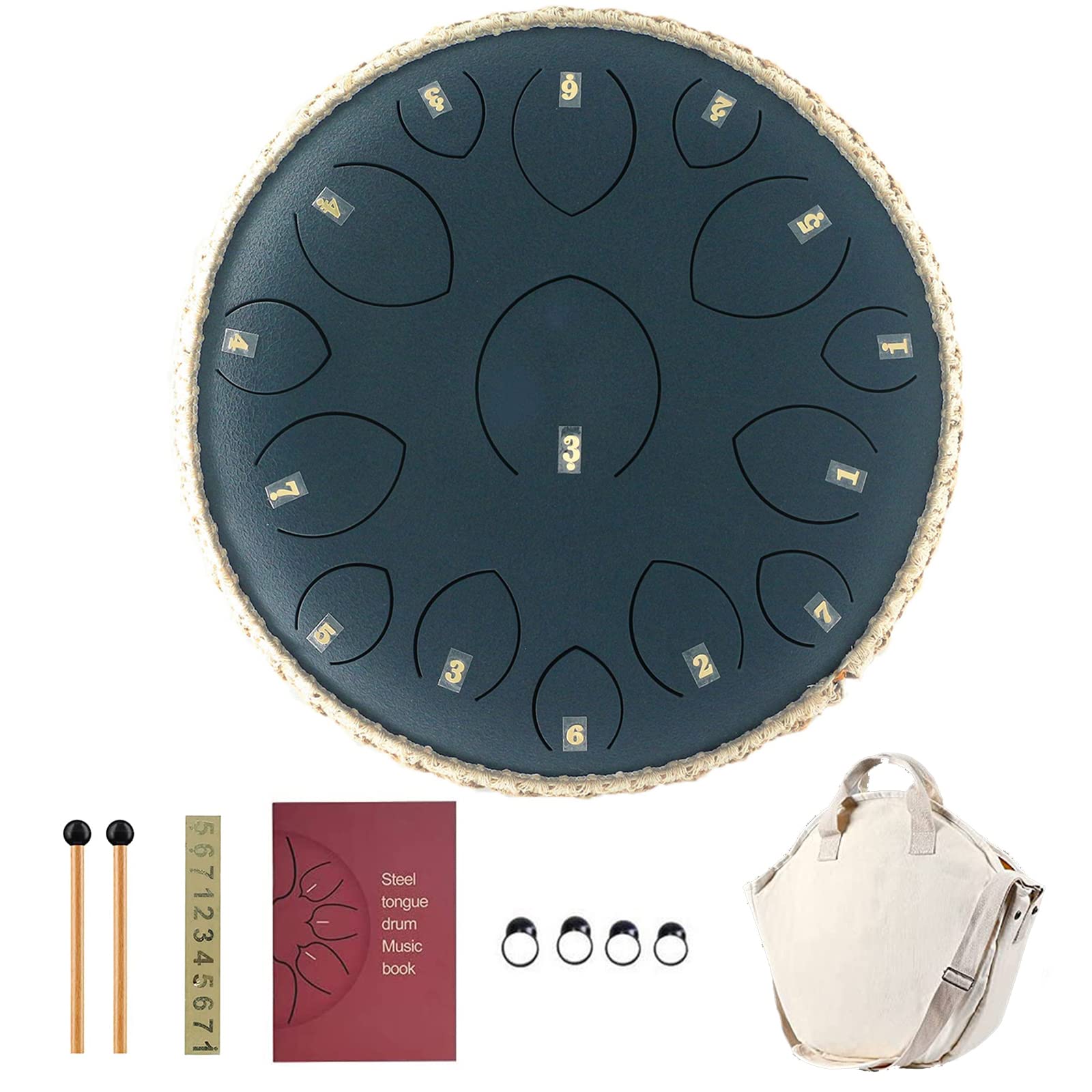 FYBOOR 15-Note Steel Tongue Drum - 14 Inch Handpan Drum for Adults, Kids & Beginners | Complete Healing Percussion Set with Bag, Music Book, Mallets, Bracket & Finger Picks | Perfect for Meditation, Music Therapy & Relaxation