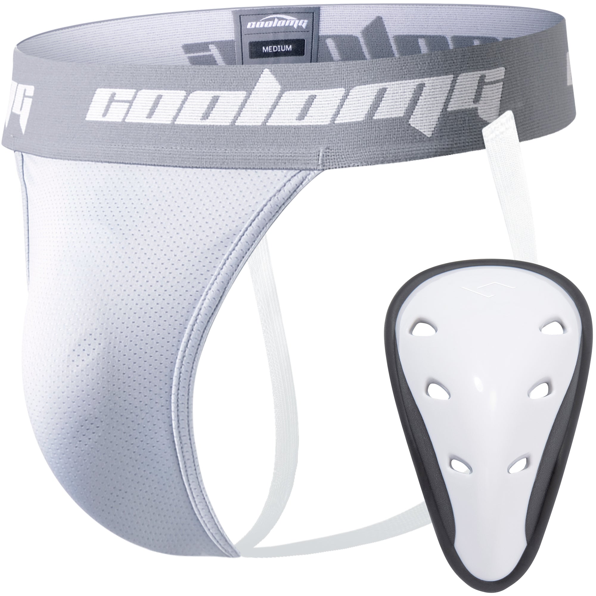 CoolOMG Men's Athletic Jock Strap with Protective Cup - Breathable Support for Baseball, Football, Hockey & Gym Workouts - Size MD002