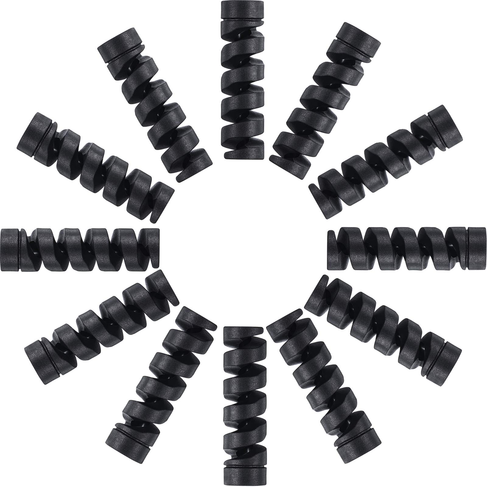 **Jetec 24-Pack Silicone Charger Cable Protectors - Flexible Spiral Wire Saver for USB, Headphones, Laptops, Earphones & Cell Phones - Durable Black Cable Wrap Accessories for Home, Office & Travel**