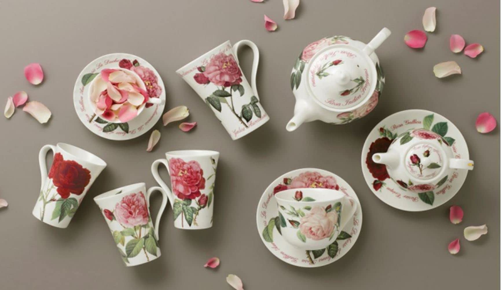 Roy Kirkham Versailles Traditional White Ceramic Eleanor Mugs Set of 6 - Elegant Tea & Coffee Cups for Afternoon Tea, Breakfast, and Gift Giving