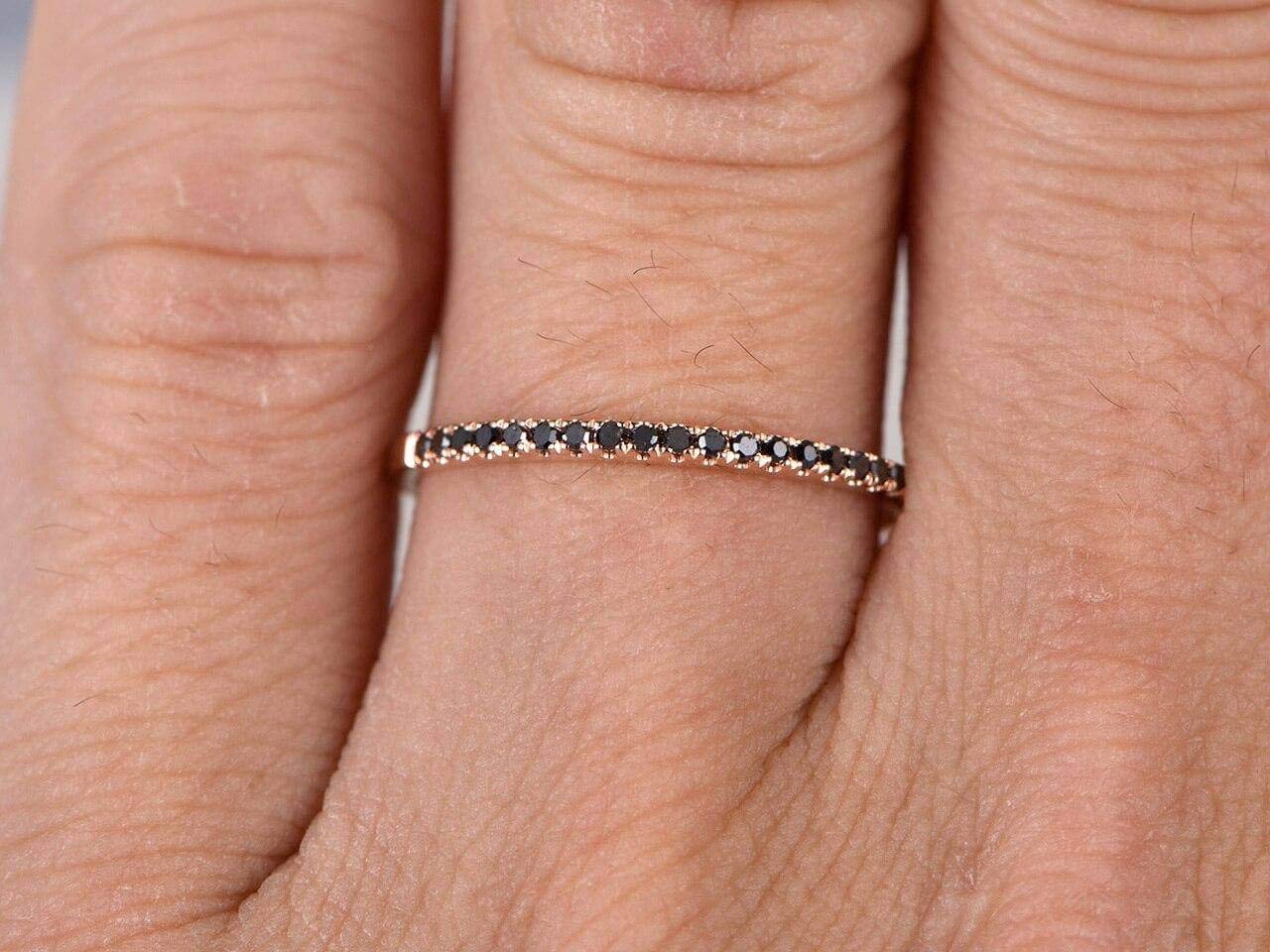 0.25 Carat Classic Black Diamond Wedding Ring for Women & Men - 18k Gold Plated Band - Perfect for Engagement, Anniversary & Bridal Jewelry Gifts