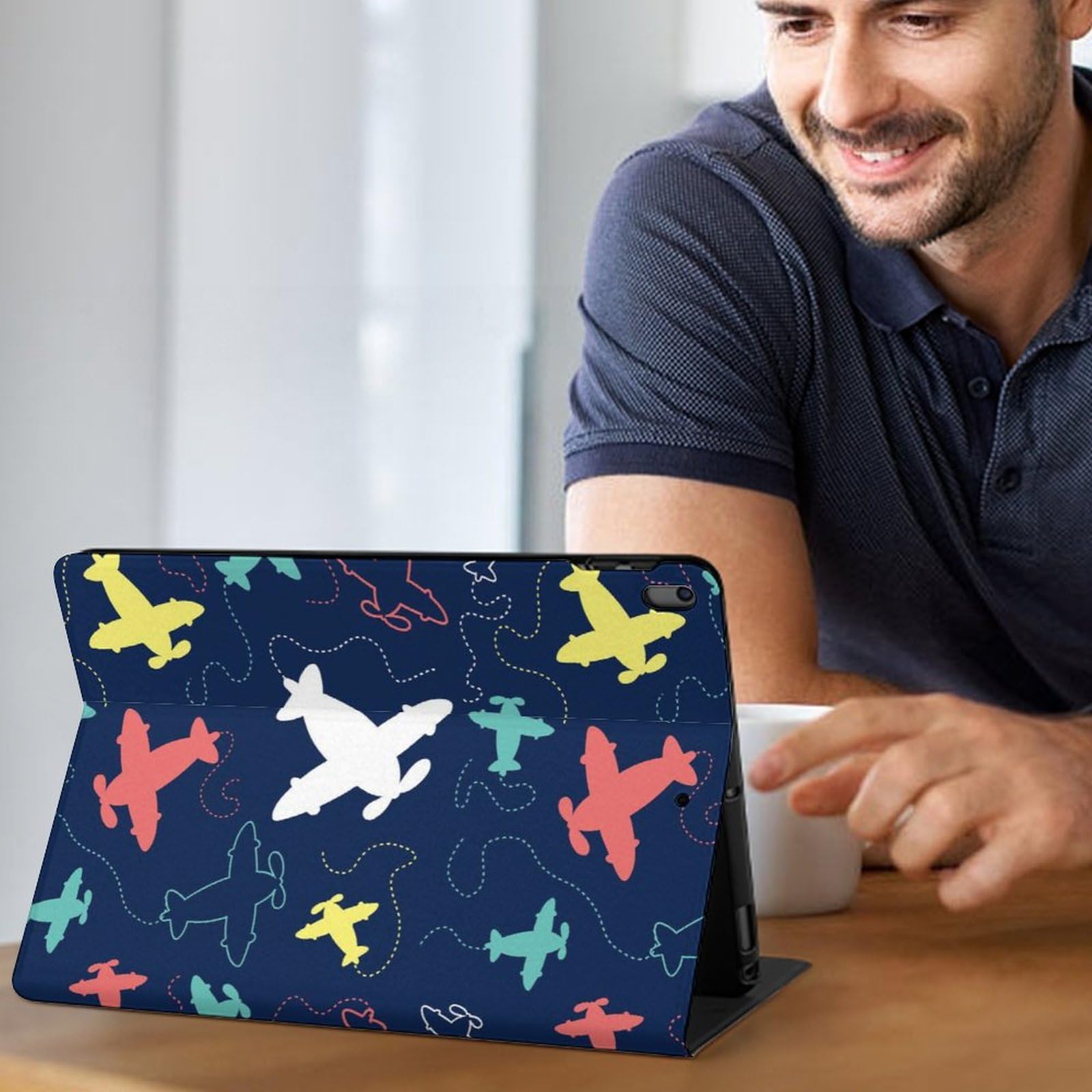 Airplane Pattern Slim Shockproof Waterproof Protective Case with Stand for iPad Pro 10.5 & iPad Air 3 (10.5 Inch) - Perfect for Travel, Work, and Home Use