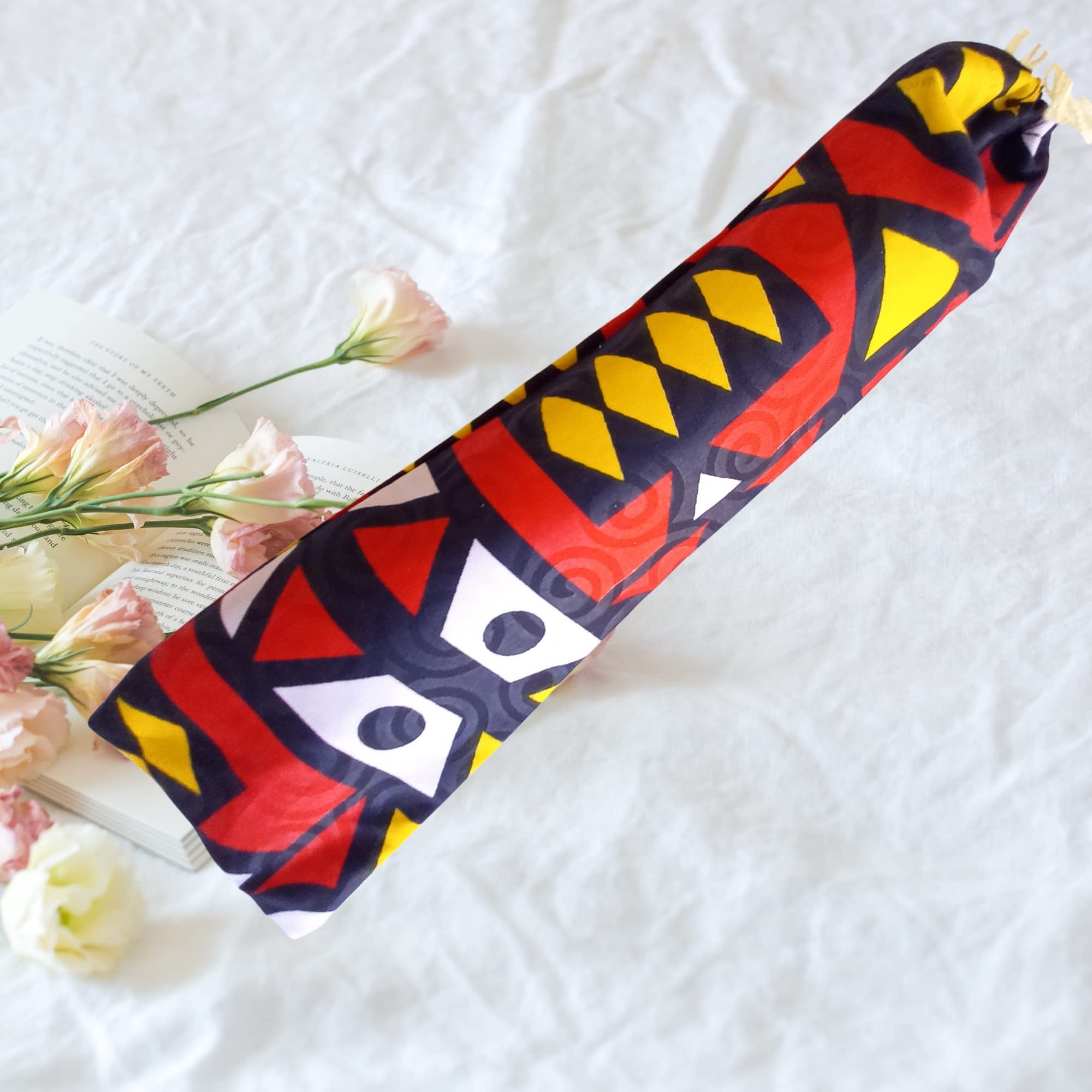 **African Handmade Round Folding Fan - Traditional Fabric Design - Elegant Handheld Cooling Fan for Travel, Weddings & Home Decor (Design 5)**