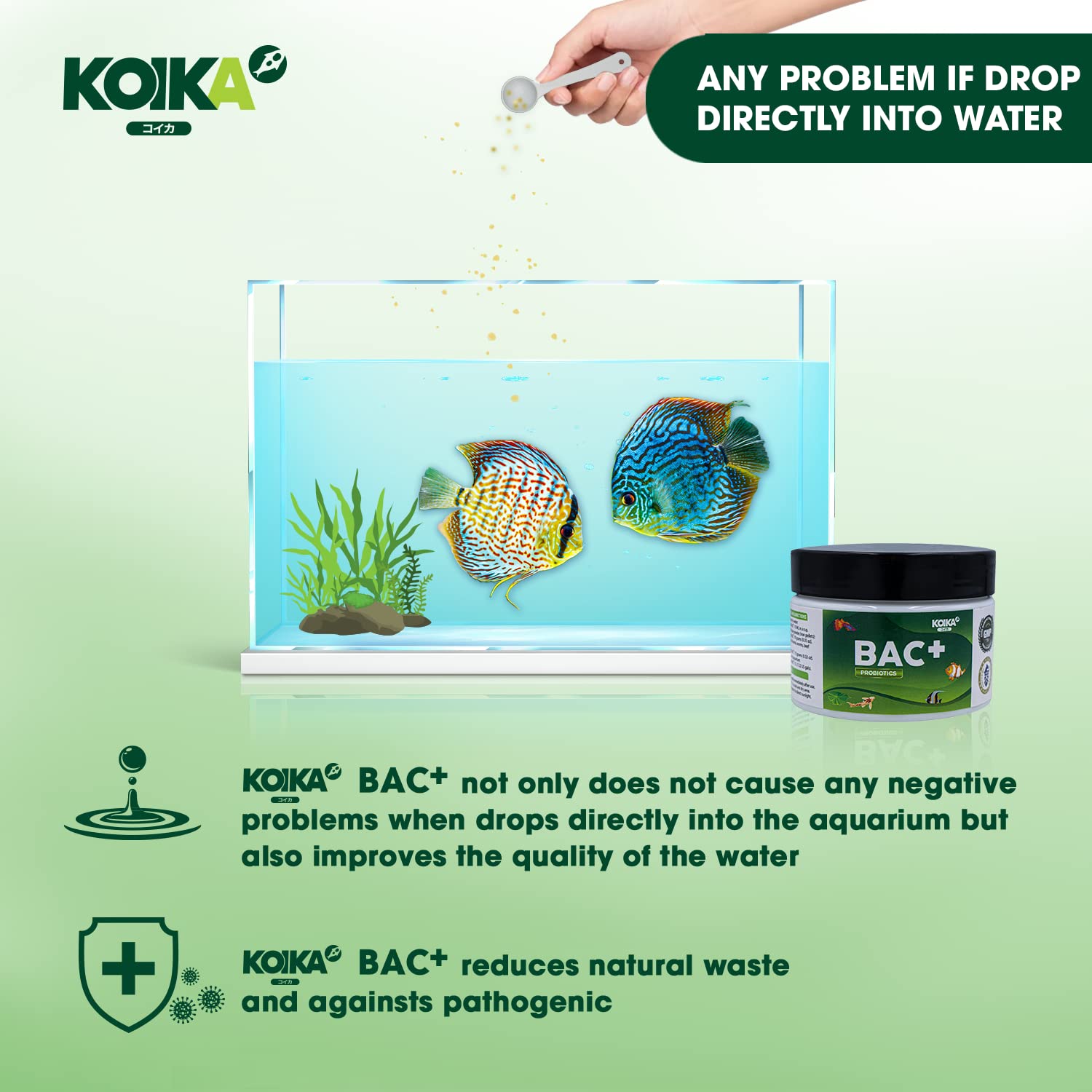 KOIKA BAC+ Powder Probiotics for Gut Health - Pleasant Smell, High Potency 50 Billion CFU, Immune System Support & Disease Resistance (2.82 oz) - Ideal for Travel, Daily Wellness & Pet Supplement