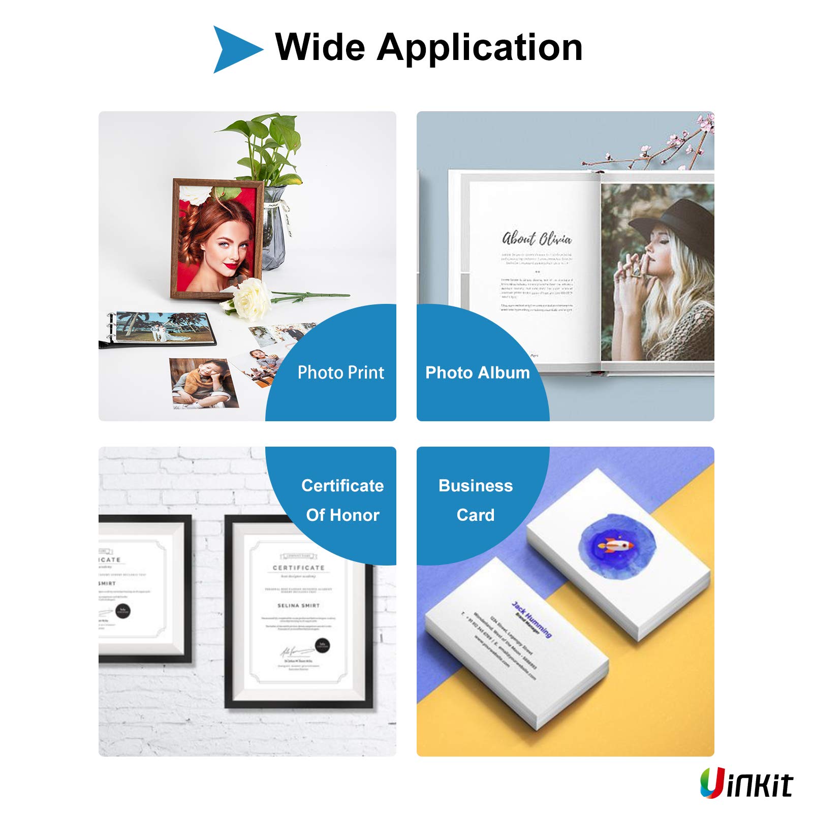 Uinkit 100 Sheets Thick Glossy Photo Paper 8.5x11 Inches - 62lb 230gsm Cardstock for Inkjet & Dye Ink Printers - Perfect for Postcards, Brochures & Professional Photo Printing