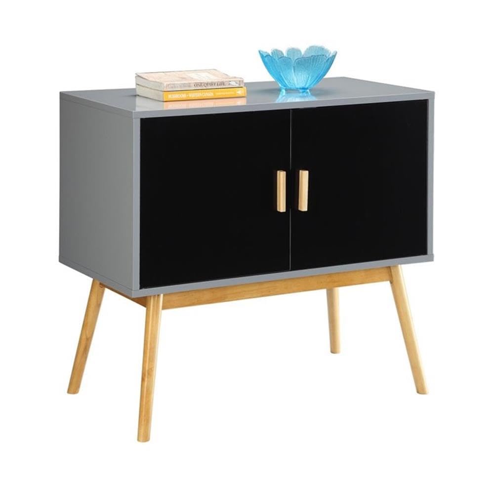 Allora Modern Storage Console Table with Solid Wood Legs - Gray & Black Entryway Sofa Table for Hallway, Living Room, and Foyer Decor