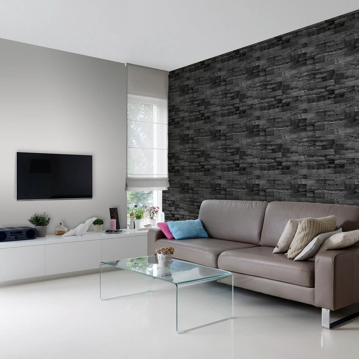 Black Wood Texture Peel and Stick Removable Wallpaper - Self-Adhesive Decorative Vinyl for Bedroom, Living Room, Office - Easy to Apply & Remove - 8479