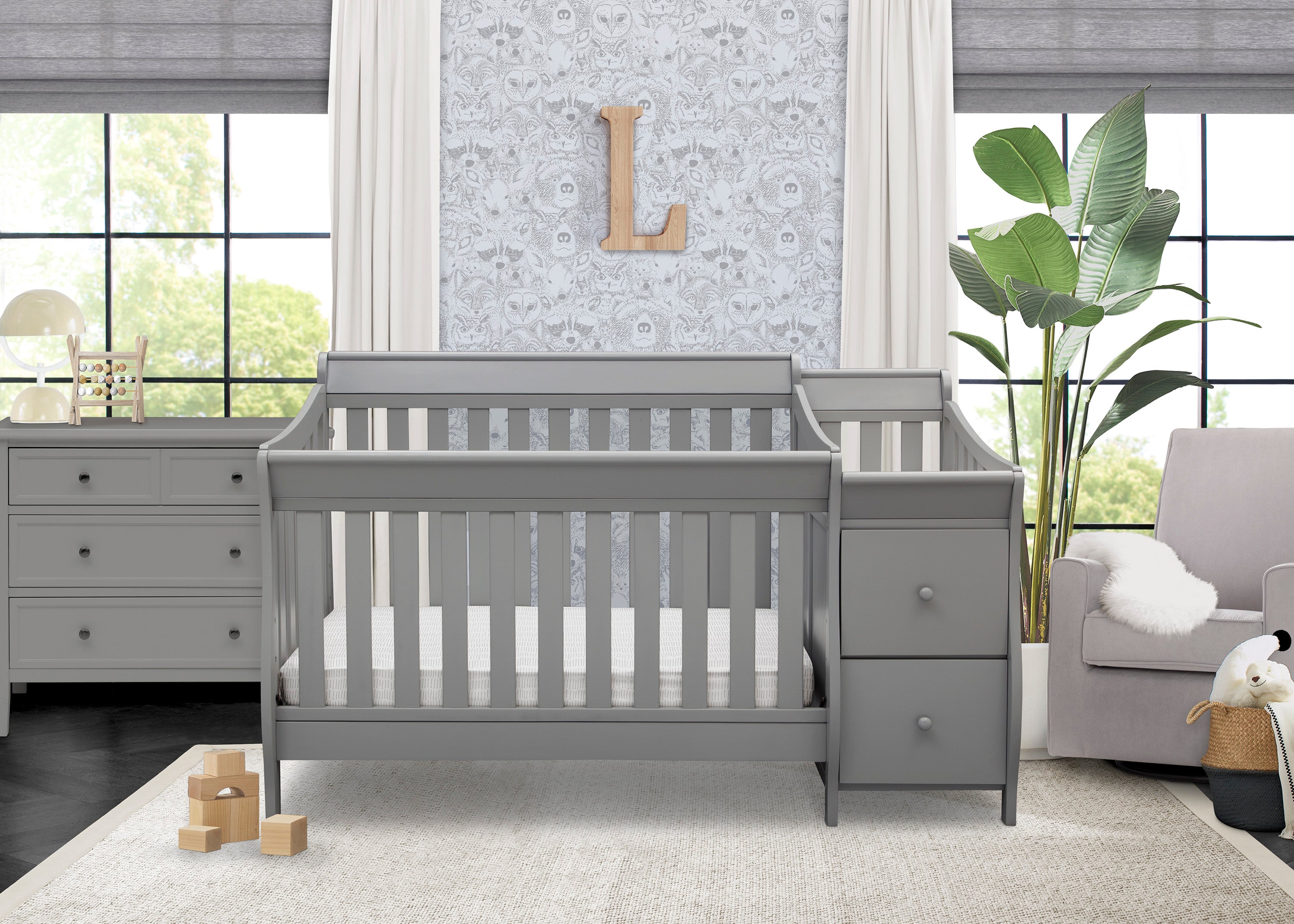 Bentley S Convertible Crib and Changer - 3-in-1 Baby Crib with Changing Table | Nursery Furniture for Newborns to Toddlers | Perfect for Small Spaces & Modern Nurseries