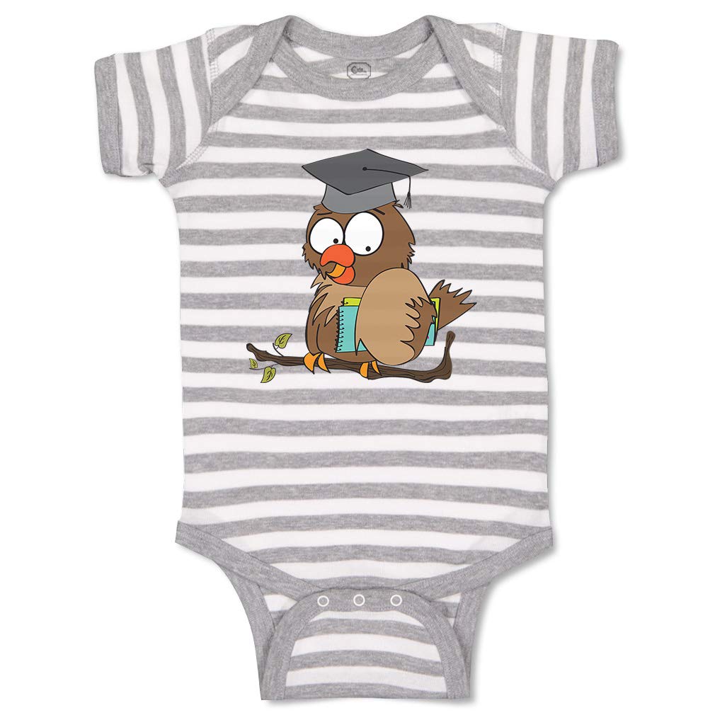 Custom Graduation Owl Baby Bodysuit - Cute Boy & Girl Onesie with Books Print - Perfect for Graduation Photos, First Birthday & Special Occasions