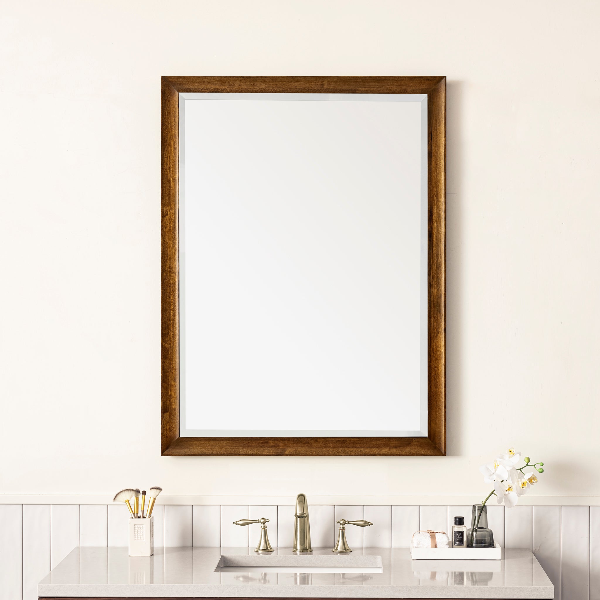 Glenbrooke 30-Inch Country Oak Wall Mirror - Rustic Farmhouse Bathroom & Entryway Decor for Home