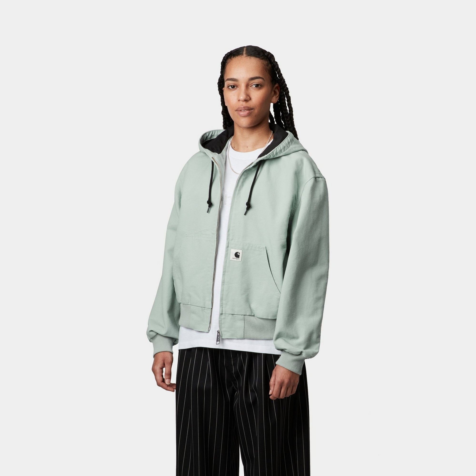 Women's OG Active Jacket - Lightweight Spring Water-Resistant Hooded Jacket for Running & Hiking | Frosted Green Outdoor Wear for Women's Fitness & Casual Style